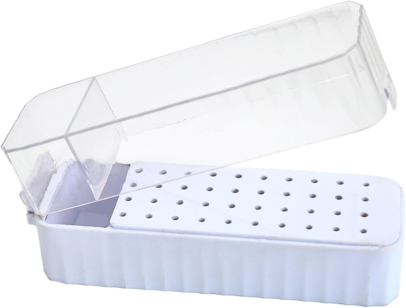 YNPQTDS Nail Drill Bit Case, 40-Hole Nail Drill Bit Container, Transparent Lid Grinding Tips Display Box Dustproof for Pedicure Prep Salon Workstation Art Detailing Youth Girl
