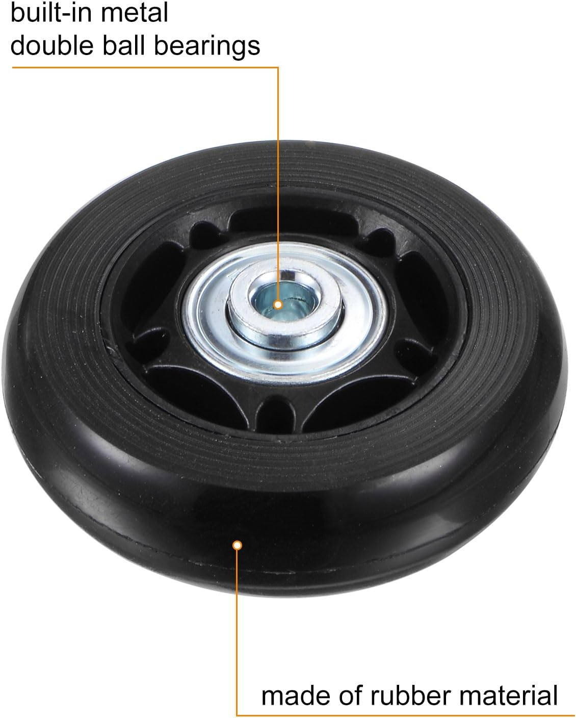 Sourcing Map Replacement Luggage Wheels 60X18Mm Suitcase Wheel Repair Kits Include 2 PU Bearing Wheels & Washers, Wrenches & Axle Screw for Trolley Bag, Inline Skate and Caster Board image number 3