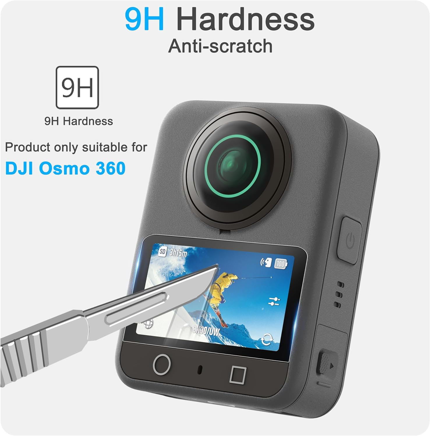 Fitstill Screen Protector 3 Set for DJI OSMO 360, Optictempered Glass 9H Hardness HD Anti-Fingerprint，Osmo 360 Accessories image number 6