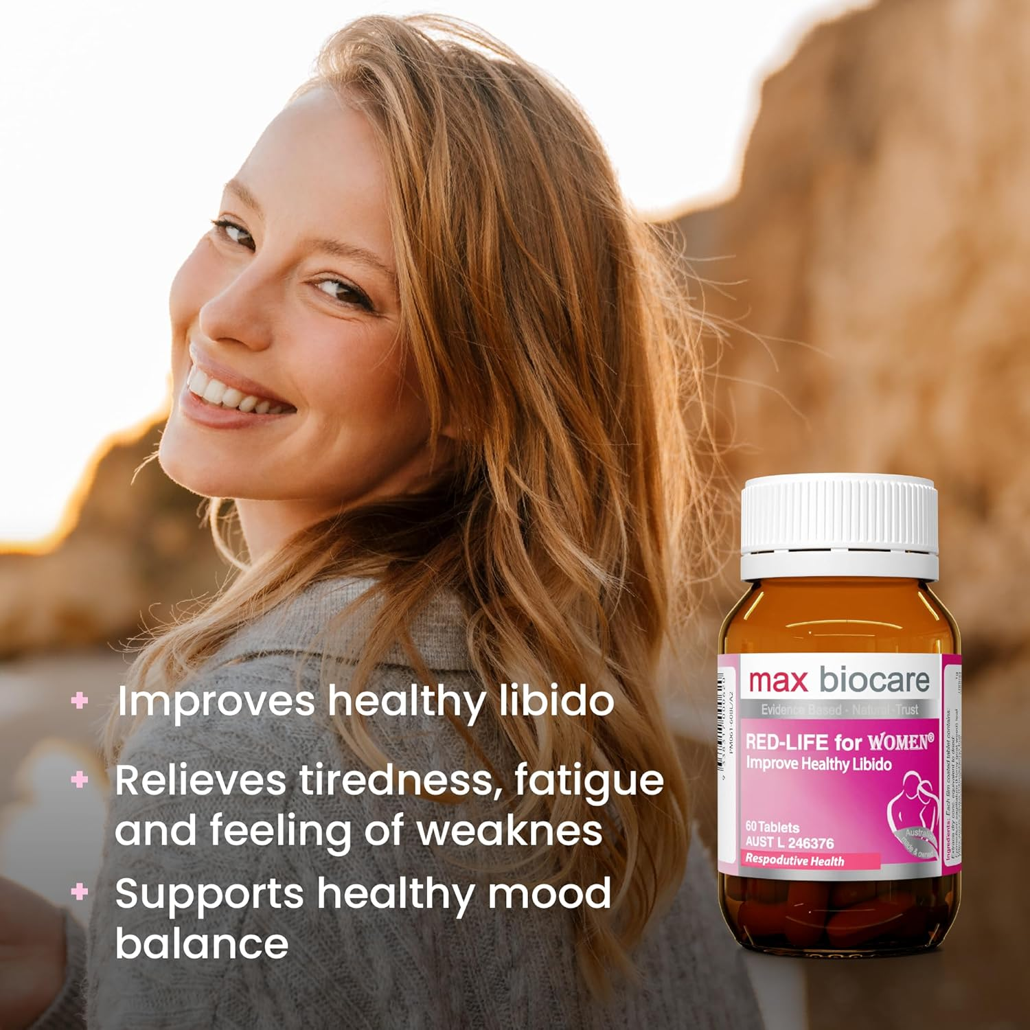 Red-Life Women'S Vitality Support with Ginseng & Horny Goat Weed - Natural Female Wellness Tablets for Intimate Health & Daily Energy - 60 Count Supplement image number 3