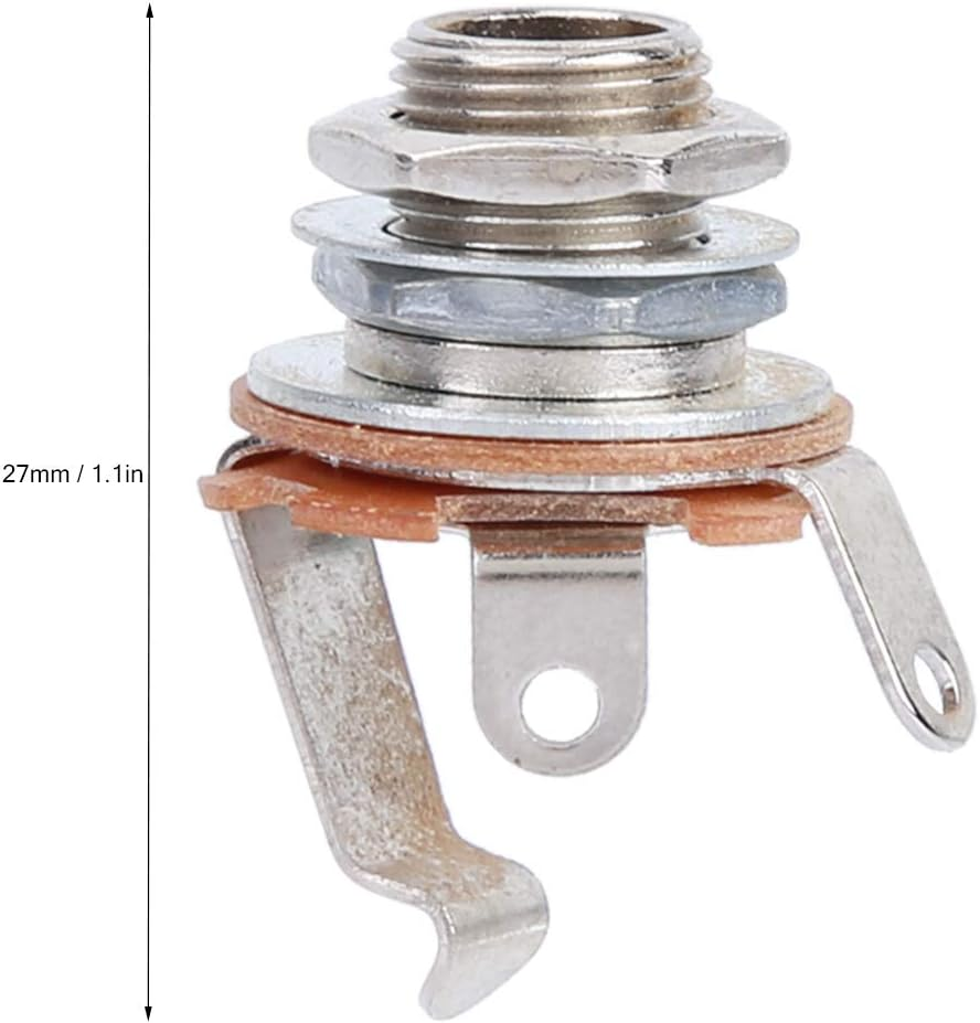 Joyzan Mono Input Jack Socket, Mono Jacks Socket Plug Replacement Panel Mount Multi Contact Electronic Open Circuit 1/4" with Nut and Washer Musical Instrument Accessory for Electric Guitar Bass 10Pcs