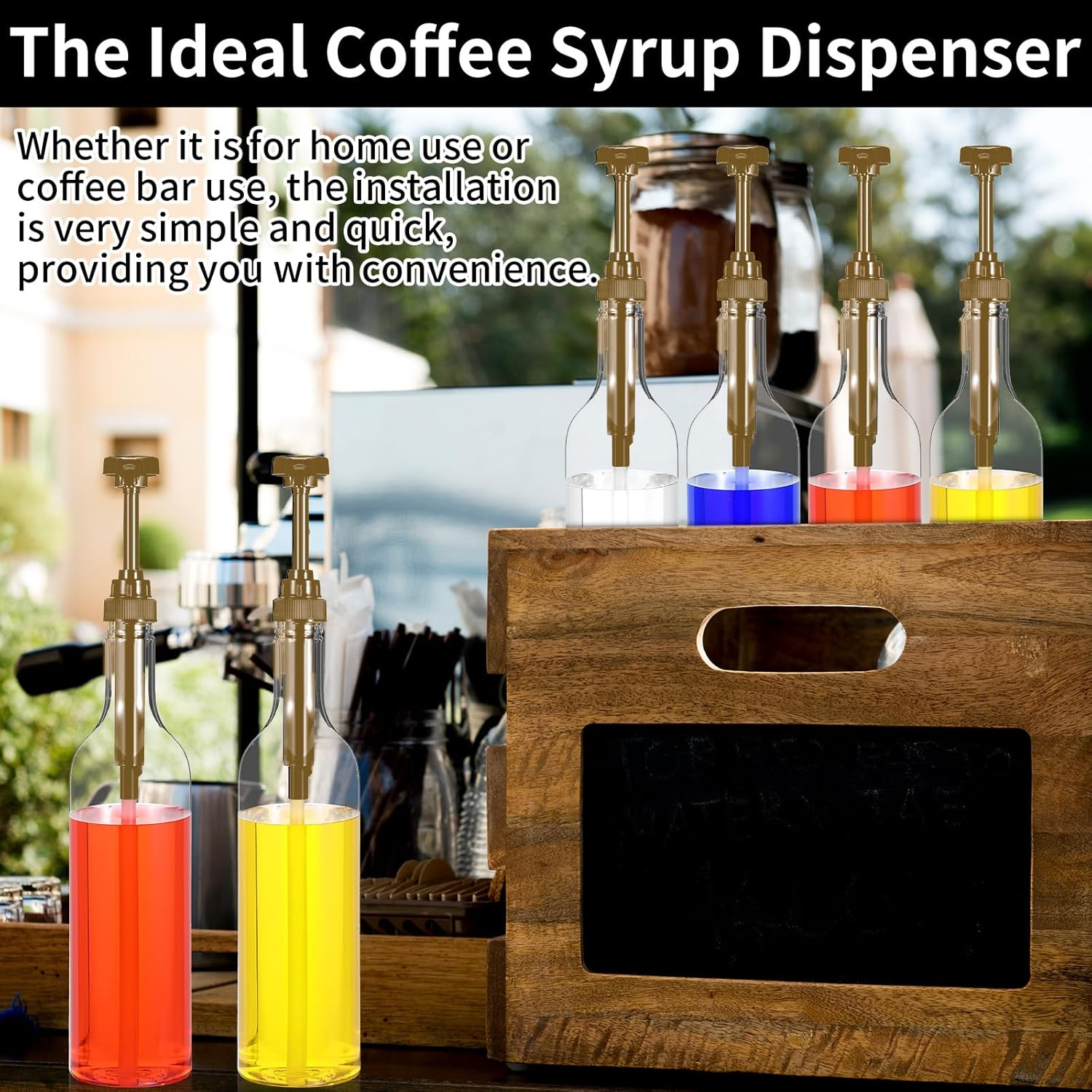 4 Pcs Coffee Syrup Dispenser, 750Ml Syrup Bottles, Syrup Dispenser for Coffee Bar with Large Leakproof Gold Pump, Coffee Syrup Gold Pump Bottles for Coffee Bar Accessories Essentials image number 5