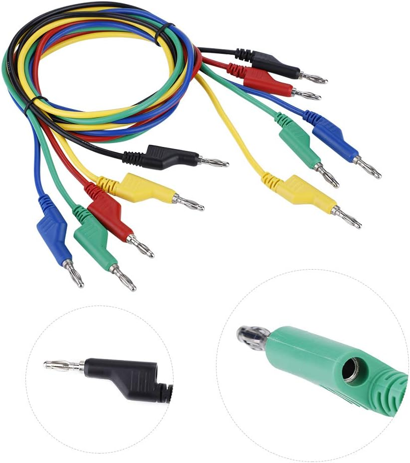 P1036 4Mm Banana Plug Cable Test Leads 5Pcs,High Voltage Double Headed 1M Banana Jack Safety Test Leads for Multimeter image number 1