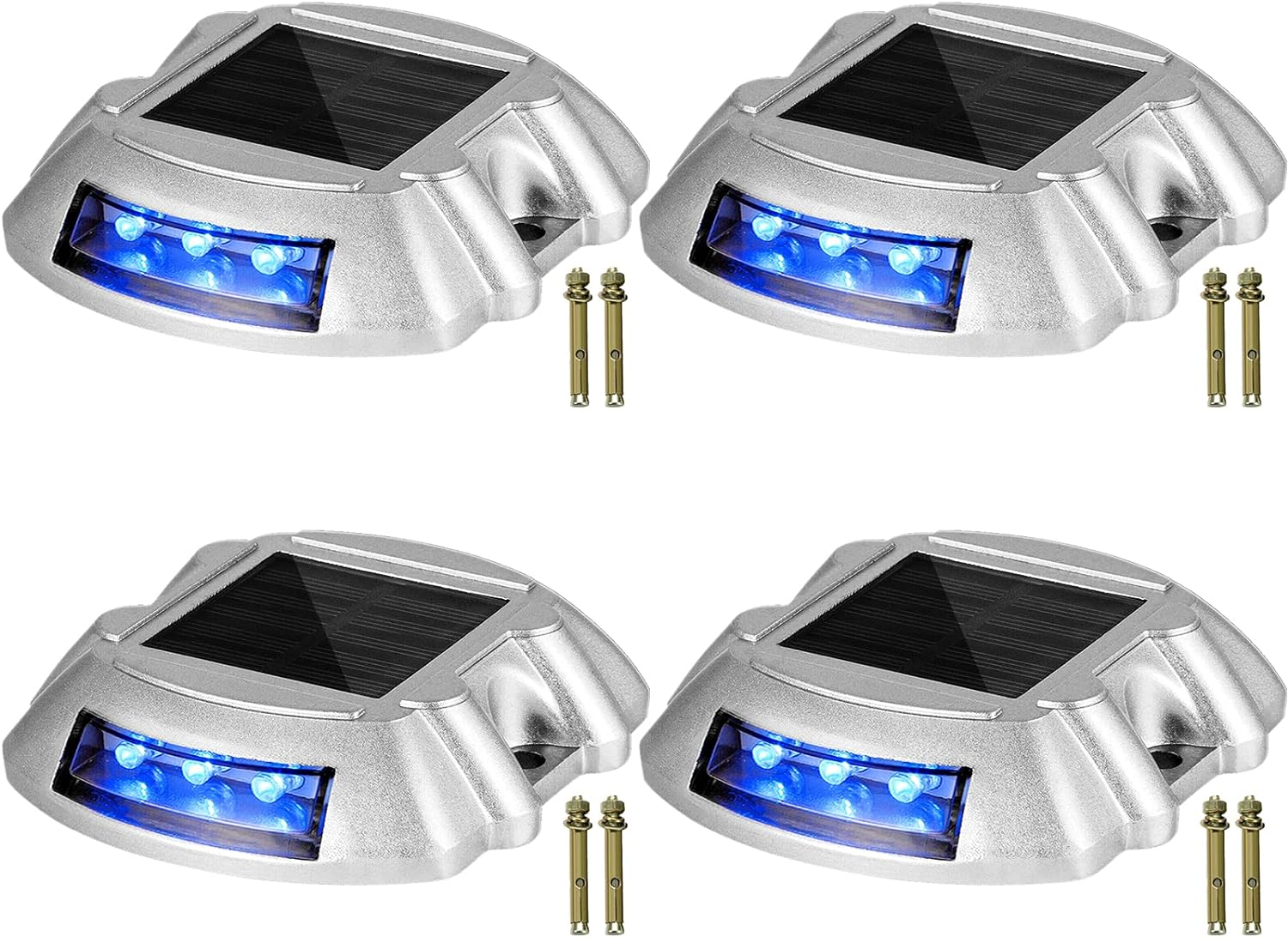 Happybuy Solar Driveway Lights - 4-Pack Bright Blue with 6 Leds for Path, Garden, Walkway & Sidewalk image number 3
