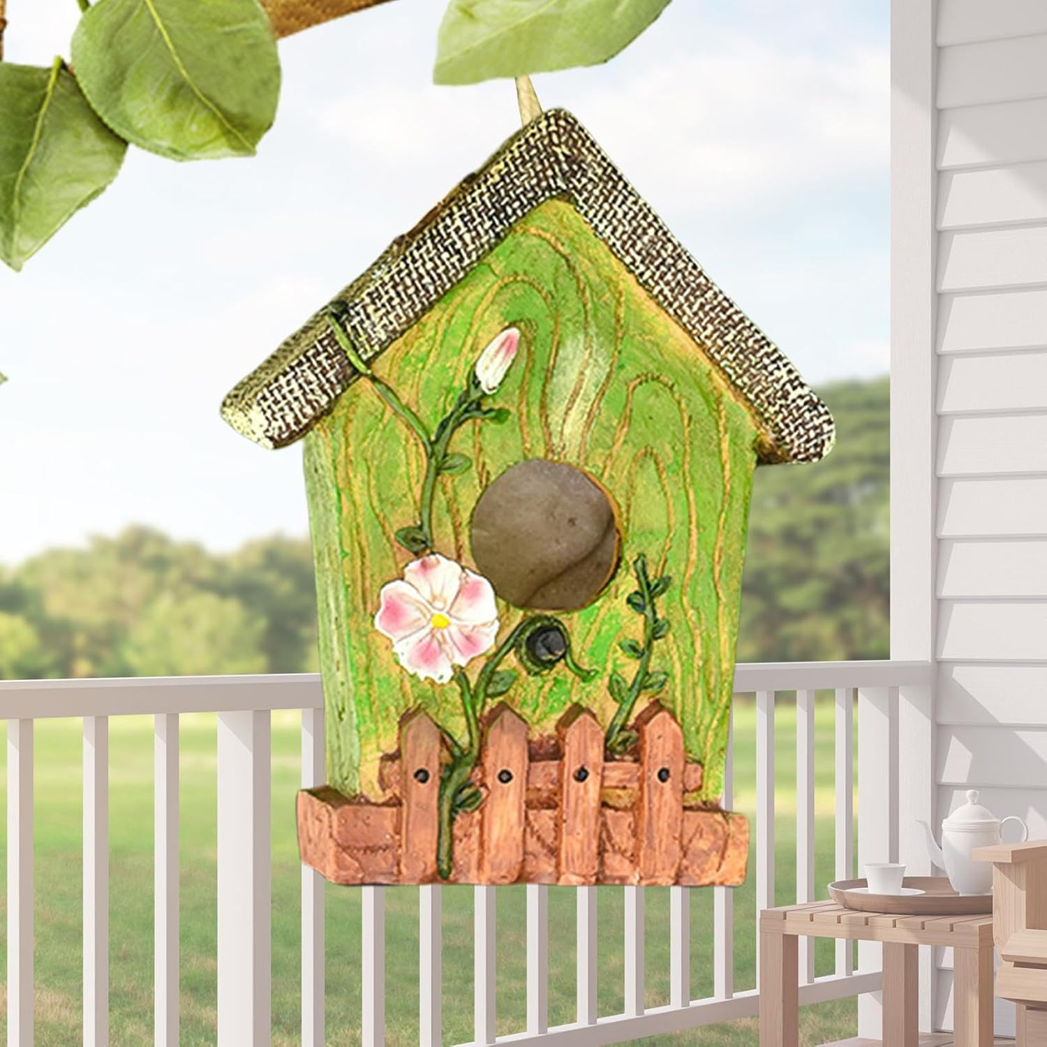 Bird Houses for Outside,Resin Garden Bird House | Colorful Nesting Box, Decorative Pet Cottage, Garden Decoration, Tree Mount Ornaments for Porch image number 1