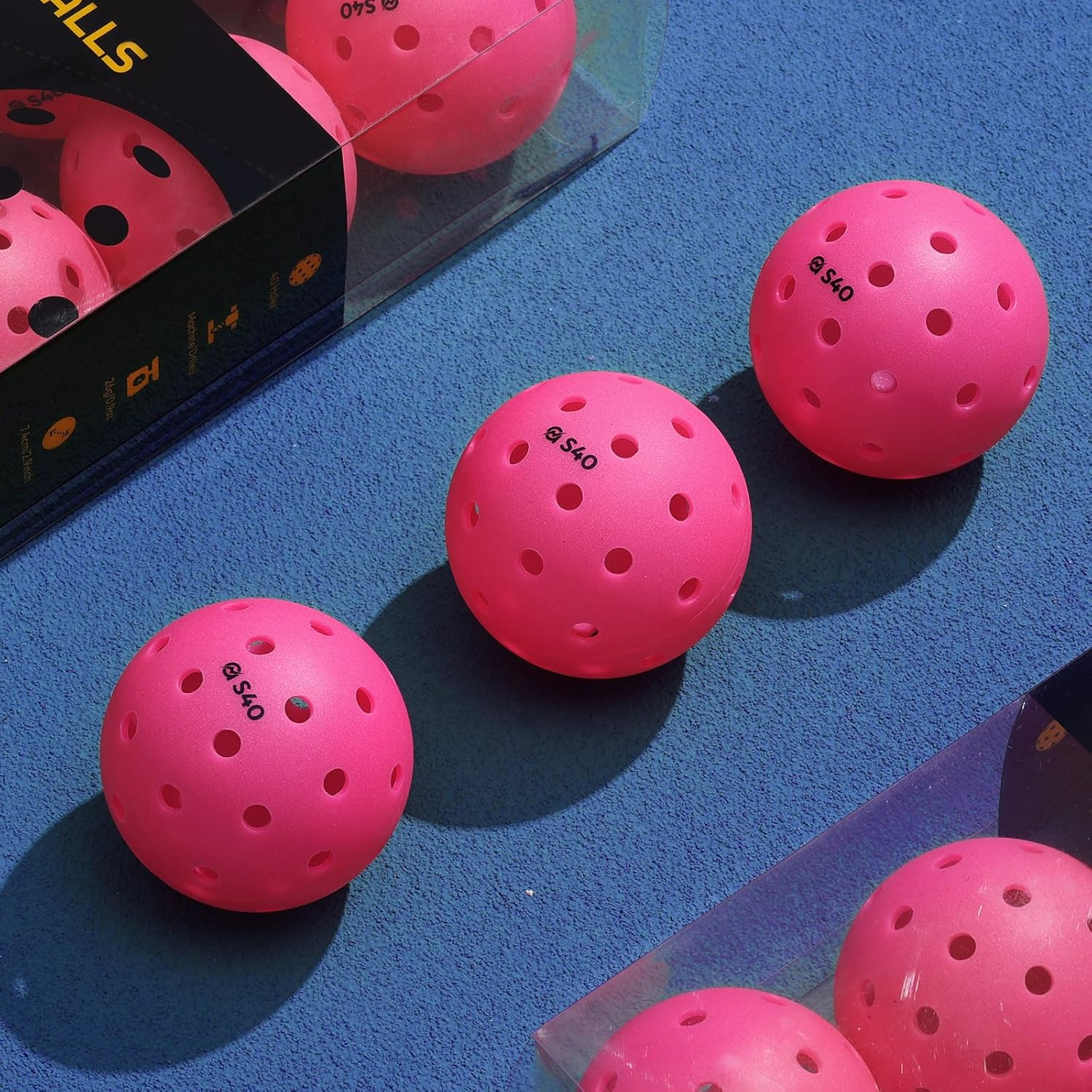 A11N S40 Outdoor Pickleball Balls- USA Pickleball Approved for Tournament Play, 3/6/12/50-Pack, Neon Green/Fuchsia/Tangerine image number 5