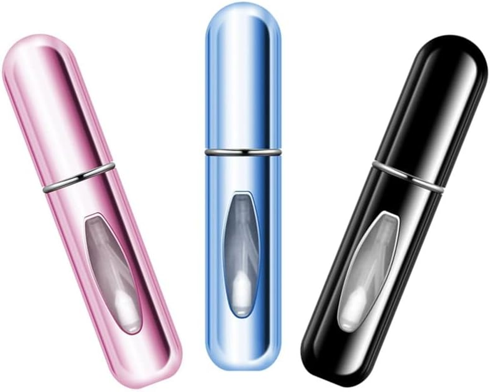 HINNASWA Portable Mini Refillable Perfume Empty Spray Bottle Atomizer Bottom Refill Pump Case for Traveling and Outgoing 3 Pcs Pack of 5Ml (Purple, Pink, Silver)
