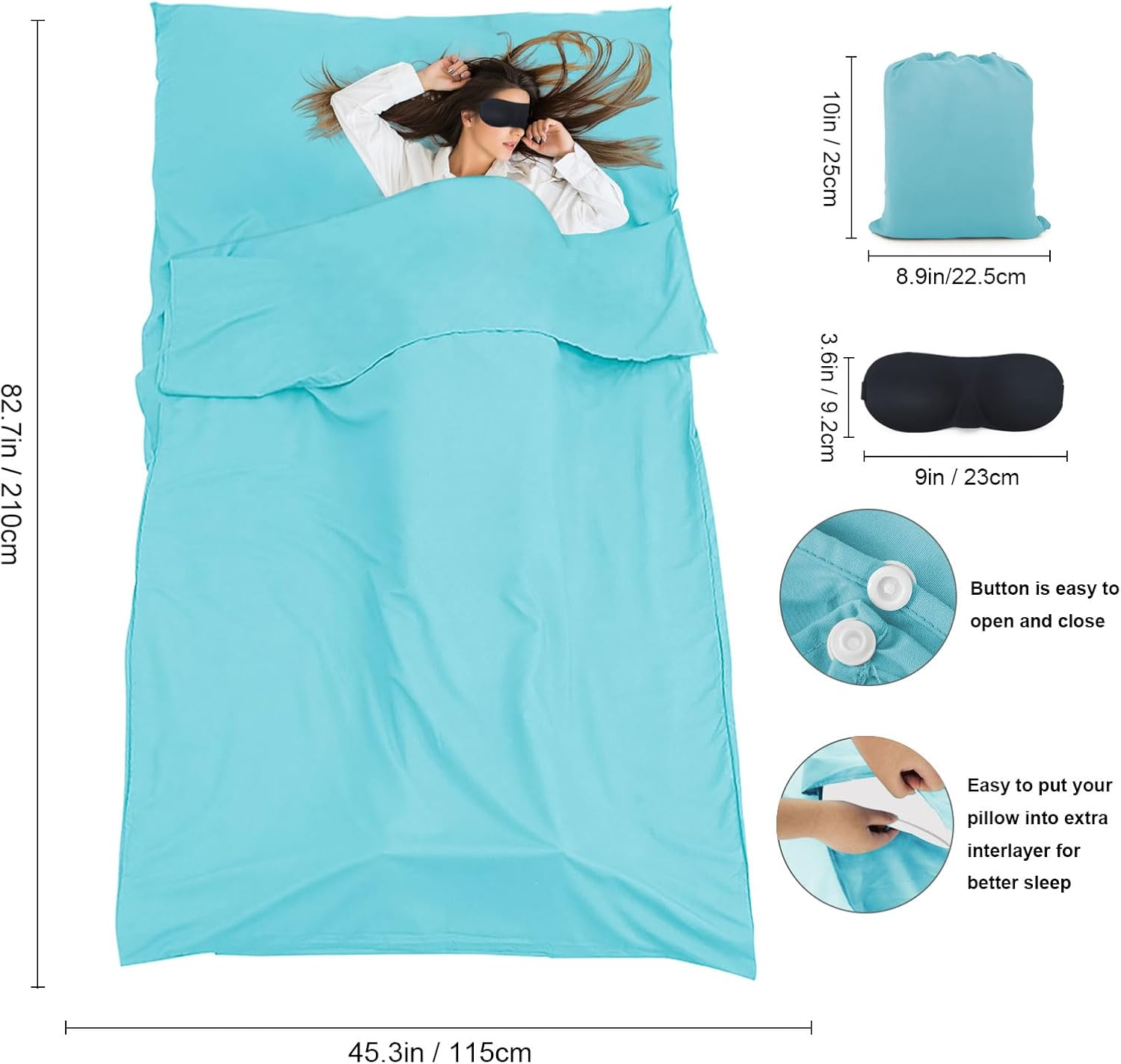 Sleeping Bag Liner Camping & Travel Sheets for Adults - Hostels & Traveling Sleep Sack image number 3