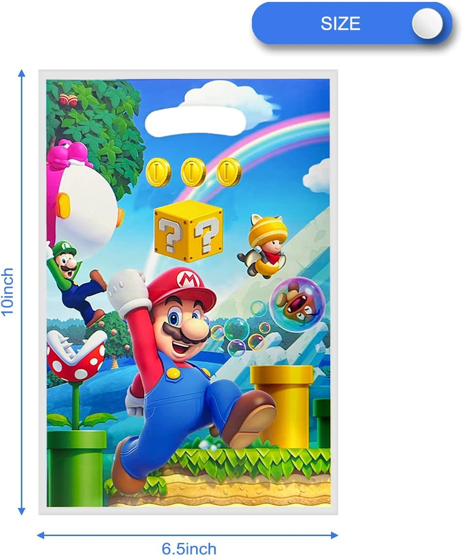 Venanoci 30Pcs Super Bros Mario Party Gift Bags Girl and Boy Birthday Party Supplies Decorates image number 5