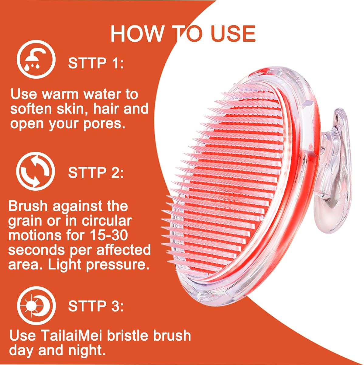 Tailaimei Exfoliating Brush for Ingrown Hair Treatment - to Treat and Prevent Bikini Bumps, Razor Bumps - Silky Smooth Skin Solution for Men and Women(Orange) - Blue image number 7