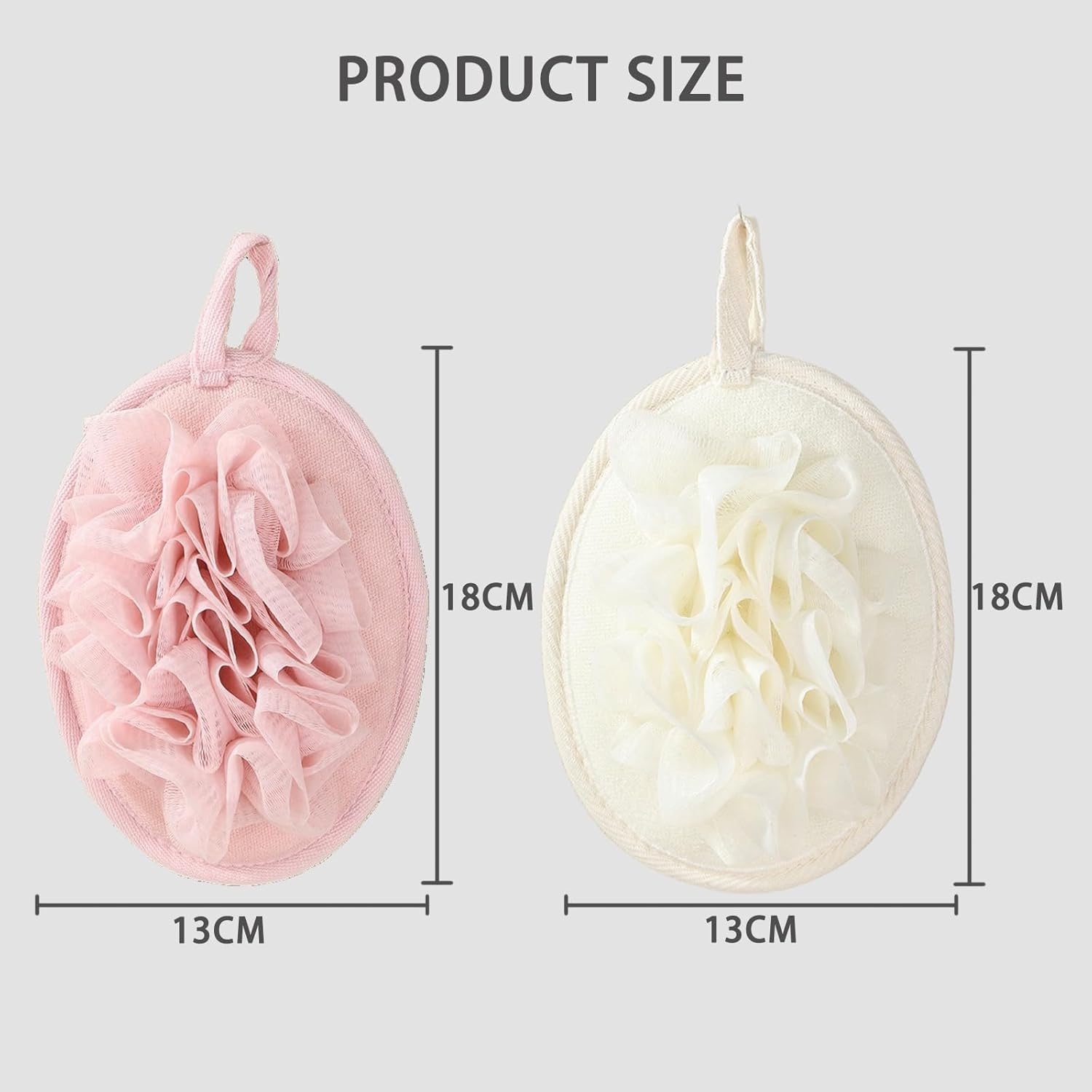 Checkzed Loofah Bath Shower Sponge Poufs &ndash; 2 Pack Large Mesh Shower Loofahs for Exfoliating & Cleansing, Eco-Friendly Body Scrubber Sponges, Gentle Shower Sponge for Bath & Body Products image number 2