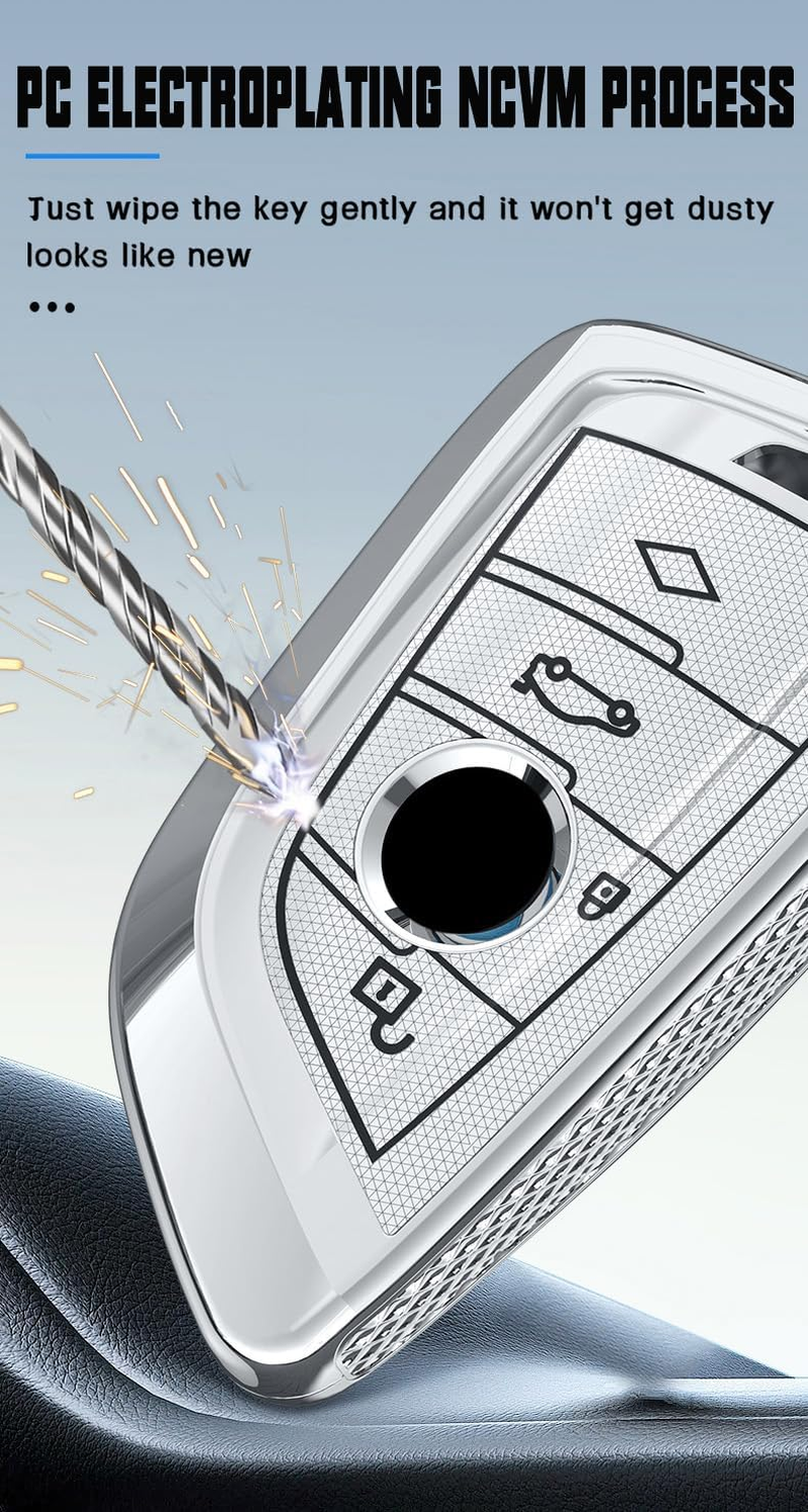 Ontto PC Car Key Fob Cover Fit for BMW G30 G05 X5 F15 X6 F16 7 Series G11 X1 F48 F39 X4 X3 F40 2021 4 Buttons Smart Key Case Shell Keyring Key Holder Bag Keychian Accessories - A-Golden image number 3