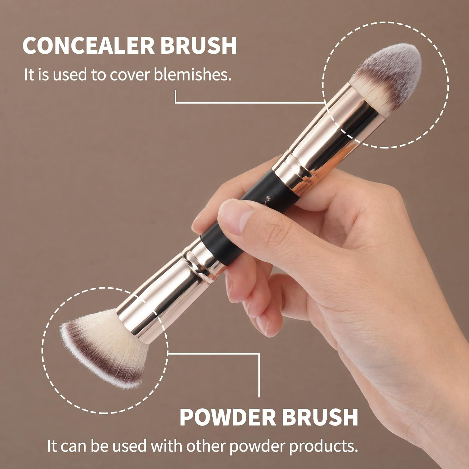 MAGEFY Foundation Makeup Brushes, 2Pcs Premium Double-Ended Makeup Brush for Buffing Liquid, Cream, Powder, Blending Contour Face Brush image number 5