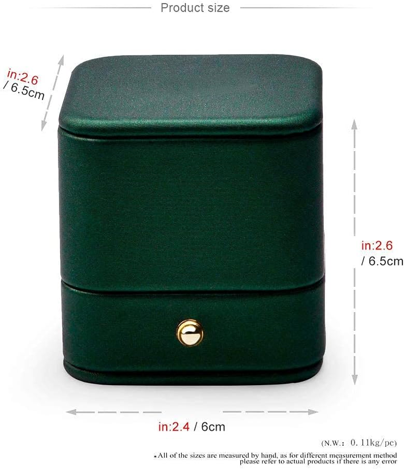 Oirlv Gorgeous Blackish Green Ring Box Premium Leather Ring Bearer Box for Wedding,Proposal Jewelry Gift Case (Ring Box) &hellip; image number 3