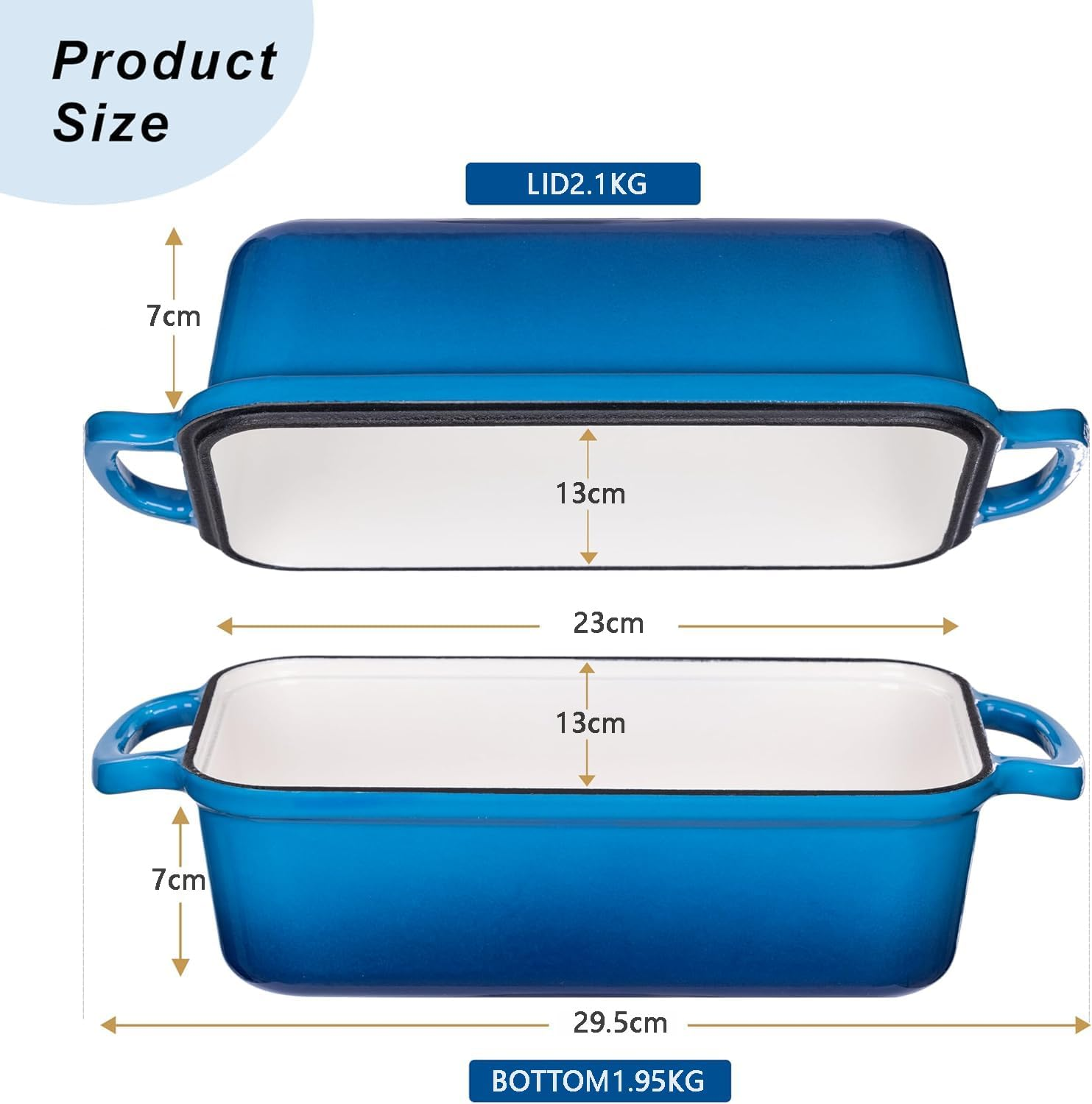 Lynn Jade Cast Iron Bread Loaf Pan with Lid, Loaf Pans for Baking Bread, 2-In-1 Enameled Loaf Pans for Baking, Bread Dutch Oven for Golden Crispy Crust for Homemade Bread & Sourdough (Marseille) image number 2