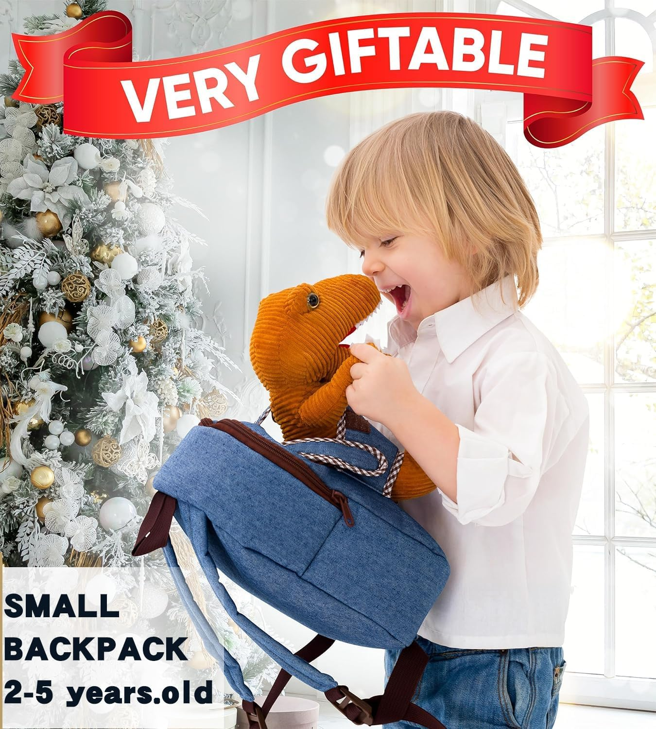 Jiaozoum Schoolbag Backpack for Boys, Dinosaur Book Bag with Adjustable Shoulder Straps & Padded Back, New Semester Gifts Bag for Children 2-5 Y.O.