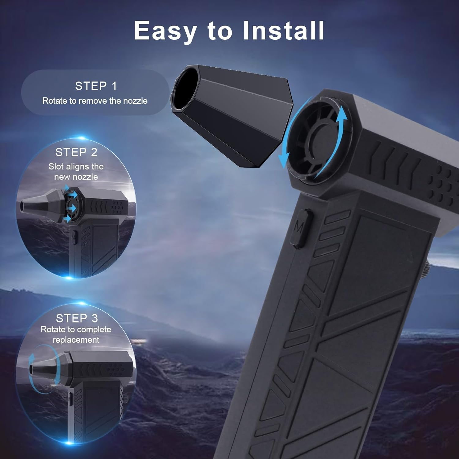 Compressed Air Duster, 140000 RPM Rechargeable Air Mini Blower, 4-In-1 Vacuum Cleaner, Fast Charging Electric Air Duster for Computer, Bed, Keyboard, Outdoors, Cars, House image number 2