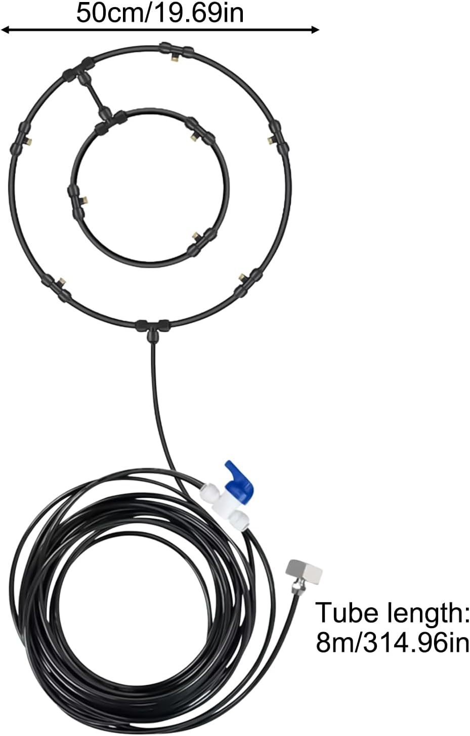 Misting Set for Fan,Fan Misters for Cooling Outdoor | 8-Meter Hose Multi-Nozzle Air Purification Water Sprayer for Event Tents Backyard Garden Deck Dog Kennel Porch BBQ - Single Lap image number 3