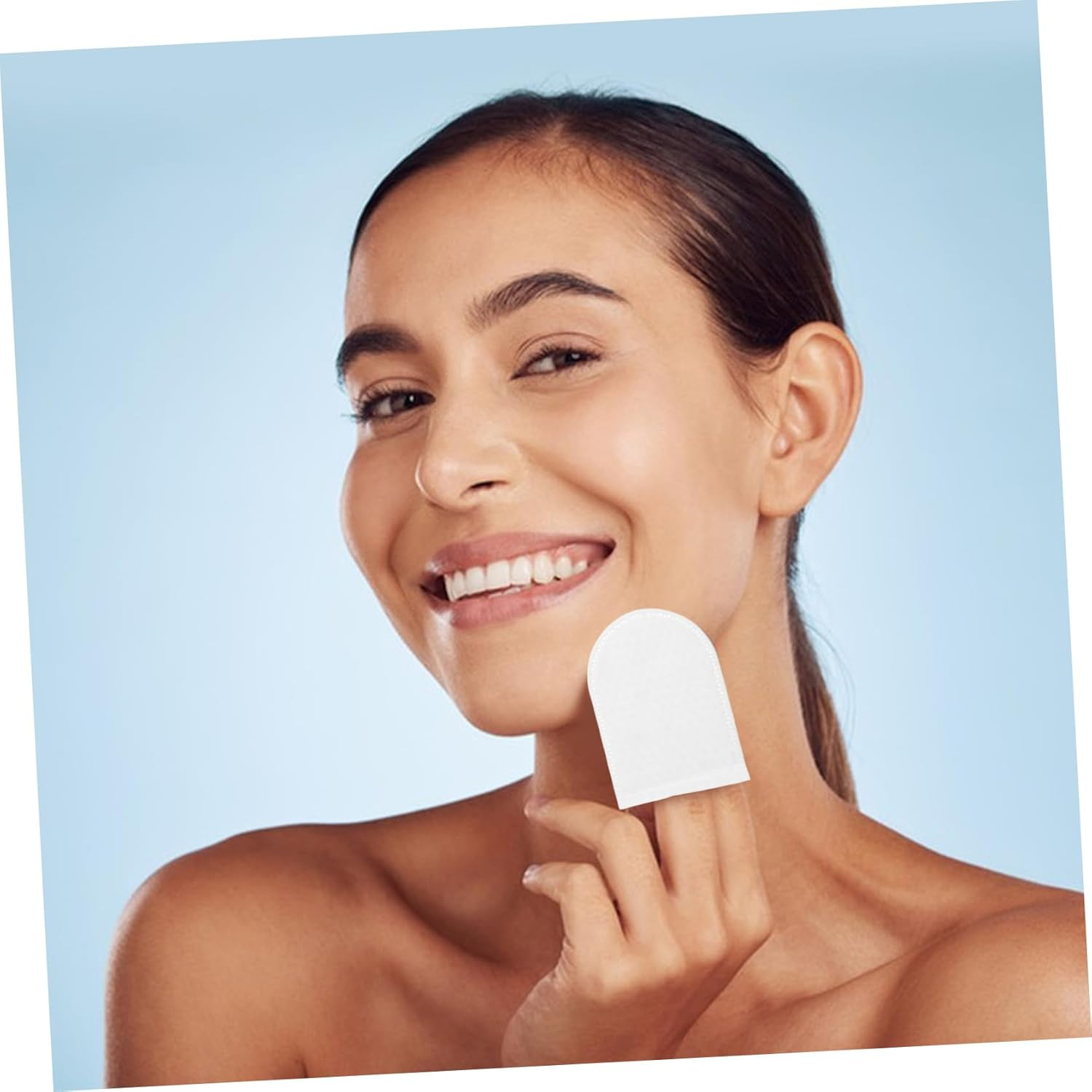 Mikinona Reusable Makeup Remover Cotton Rounds 120Pcs U-Shaped Finger Pocket Exfoliating Pads Soft Cotton for Face and Oral Cleaning Travel Size for Women