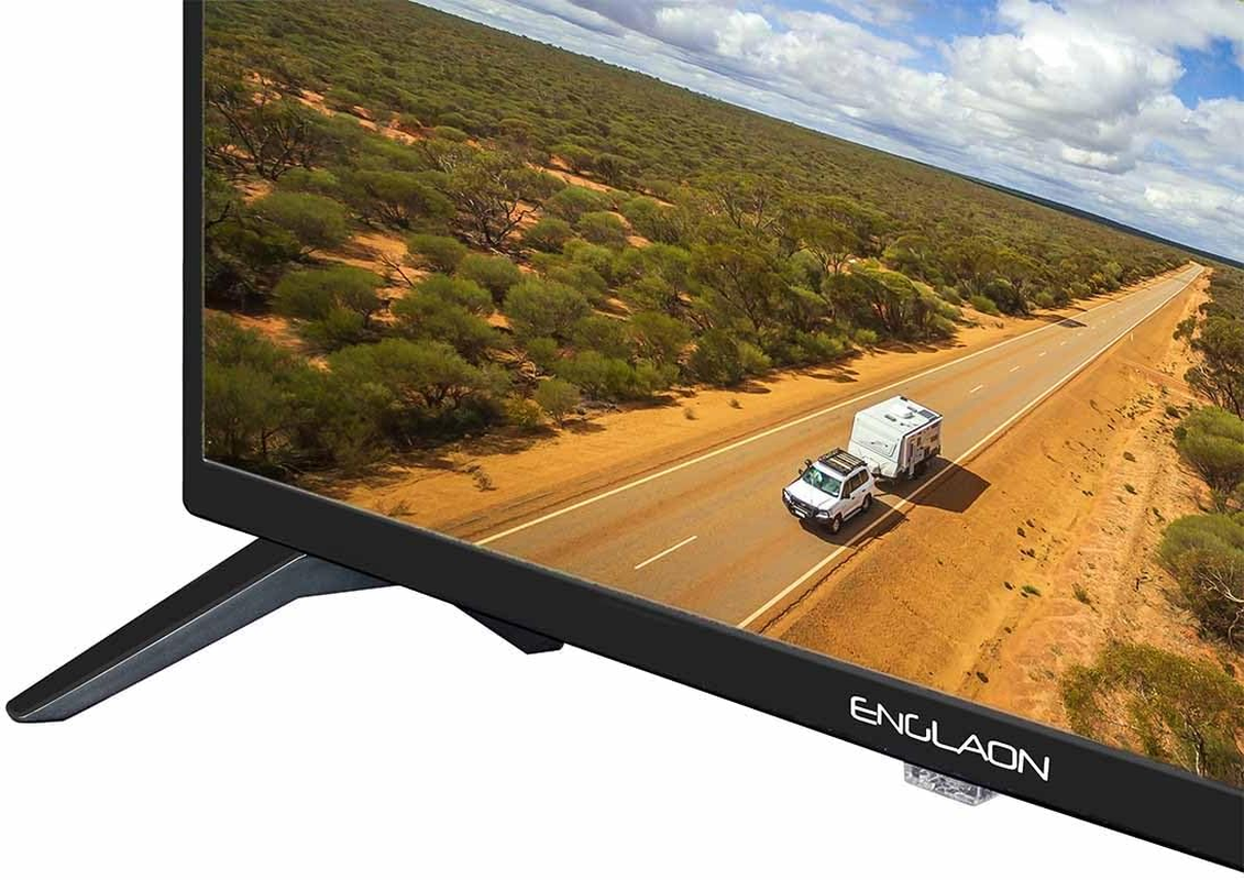ENGLAON 24 Inch HD TV with LED 12V Display and Built-In DVD Player for Caravan Motorhome Camper Boat or RV