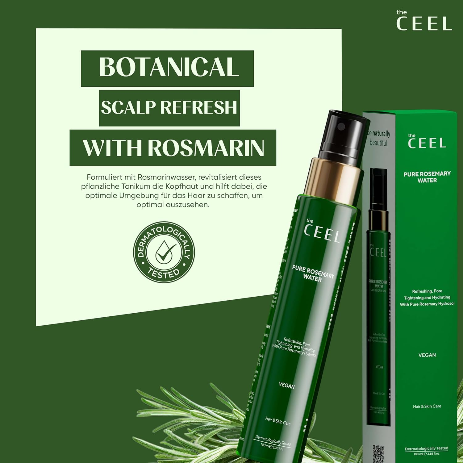 The Ceel - Pure Rosemary Tonic Spray for Hair Growth &ndash;Anti-Hair Loss - Leave-In Detangling & Scalp Hydration Treatment &ndash; Pure Rosemary Water Spray &ndash; 100Ml image number 5