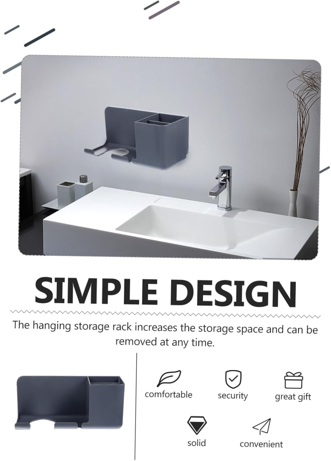 TOVINANNA Hair Dryer Storage Mounted Organizer No for Bathroom Accessories Space-Saving Blow Dryer Holder Smooth Edges Strong Load-Bearing Capacity Keeps Bathroom Tidy - Black image number 5