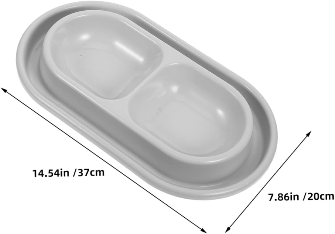 VANZACK PET Feeding Bowls Double Ant-Proof Cat Dog Water Dish Outdoor Dual Compartment Feeder Grey for Small Dogs image number 3