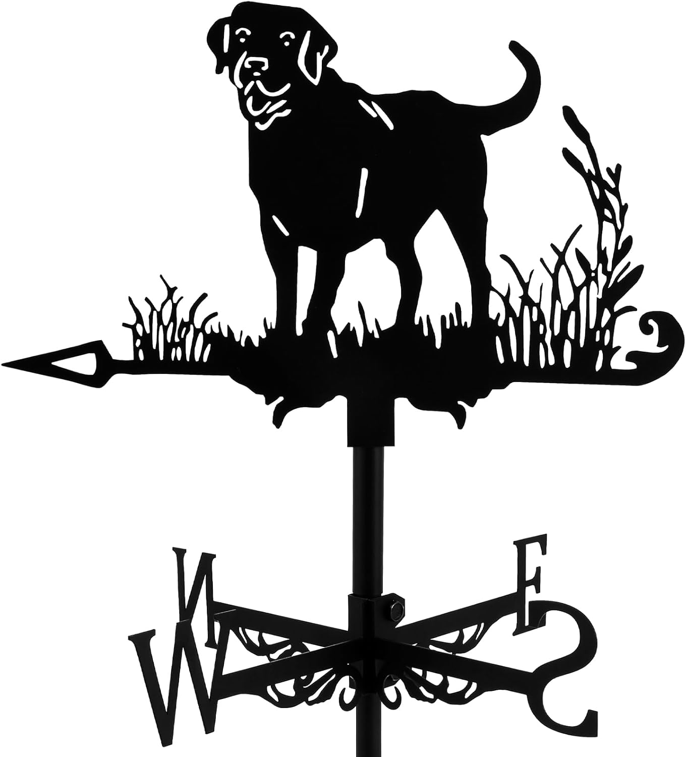 Animal Wind Direction Dog Weather Vane Metal Decorative Dog Weathervanes Creative Black Dog Ornament Indicator for Outdoor Patio Garden Porch Roof Decoration image number 5