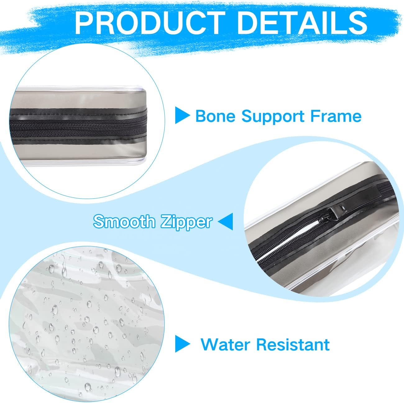 TSA Toiletry Bag, VASCHY 4 Pack Clear Makeup Bag Water Resistant Cosmetic Bag, Airline Carry on Travel Bag for Men and Women, Transparent Wash Bag, Black-Pink - Black-Pink-Blue-Green, 4 Pack image number 3