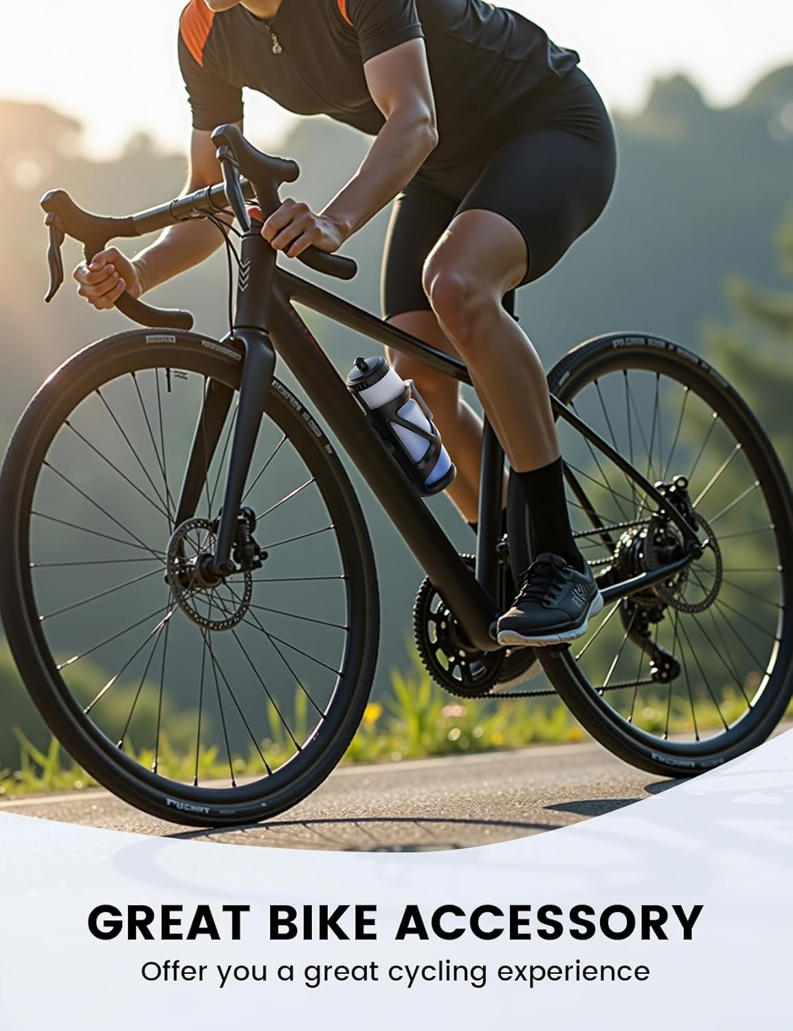 Lamicall Bike Water Bottle Holder - [Fit 2.36-3.38" Diameter Bottle] [Hidden Tracker Storage] Bicycle Cup Holder, Cycling Drink Cage with Screw Tool, for Road Mountain Kids Bikes, Fits 58-86Mm Bottles image number 1