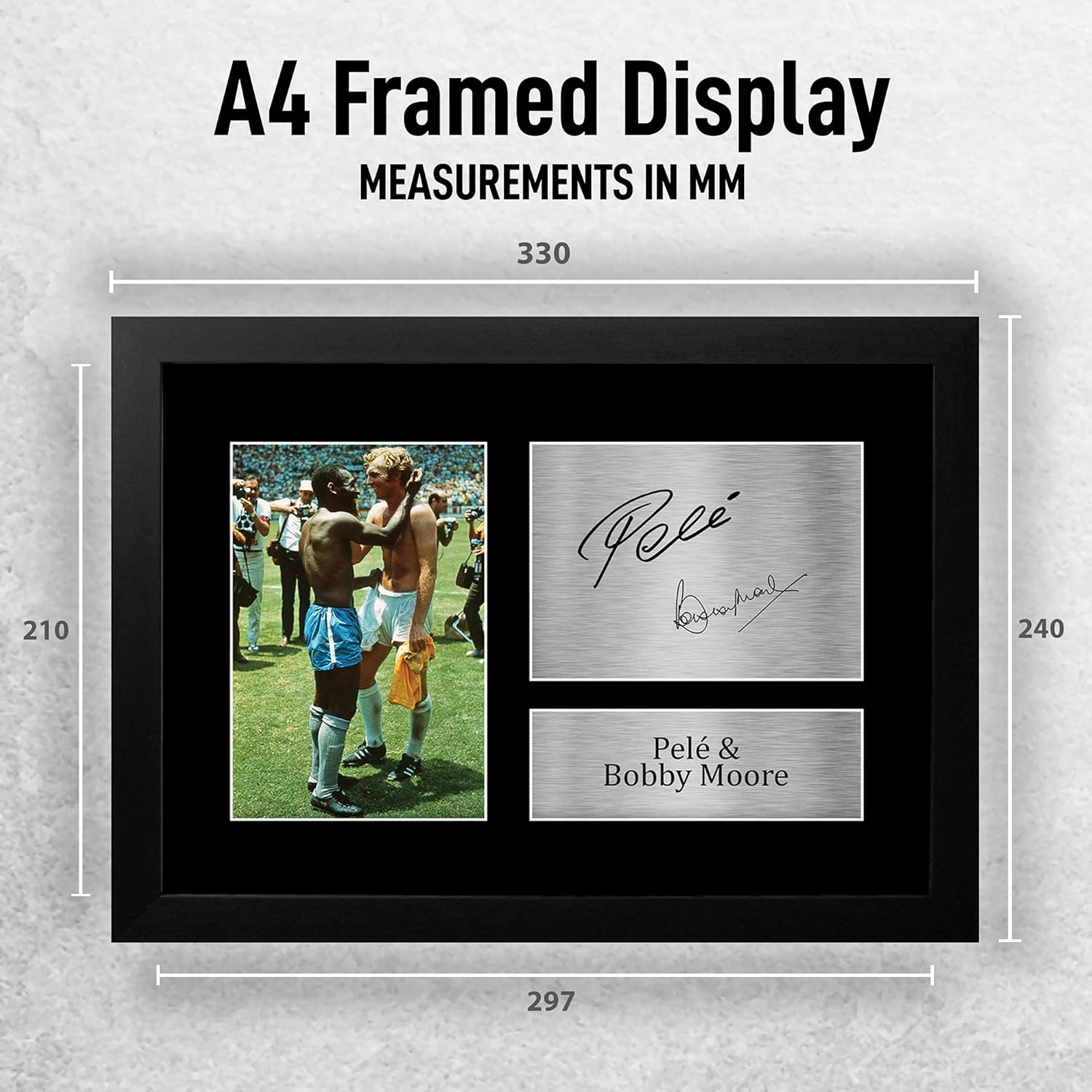 HWC Trading FR A4 Pele & Bobby Moore Iconic Footballers Gifts Printed Signed Autograph Picture for Football Fans and Supporters - A4 Framed image number 4