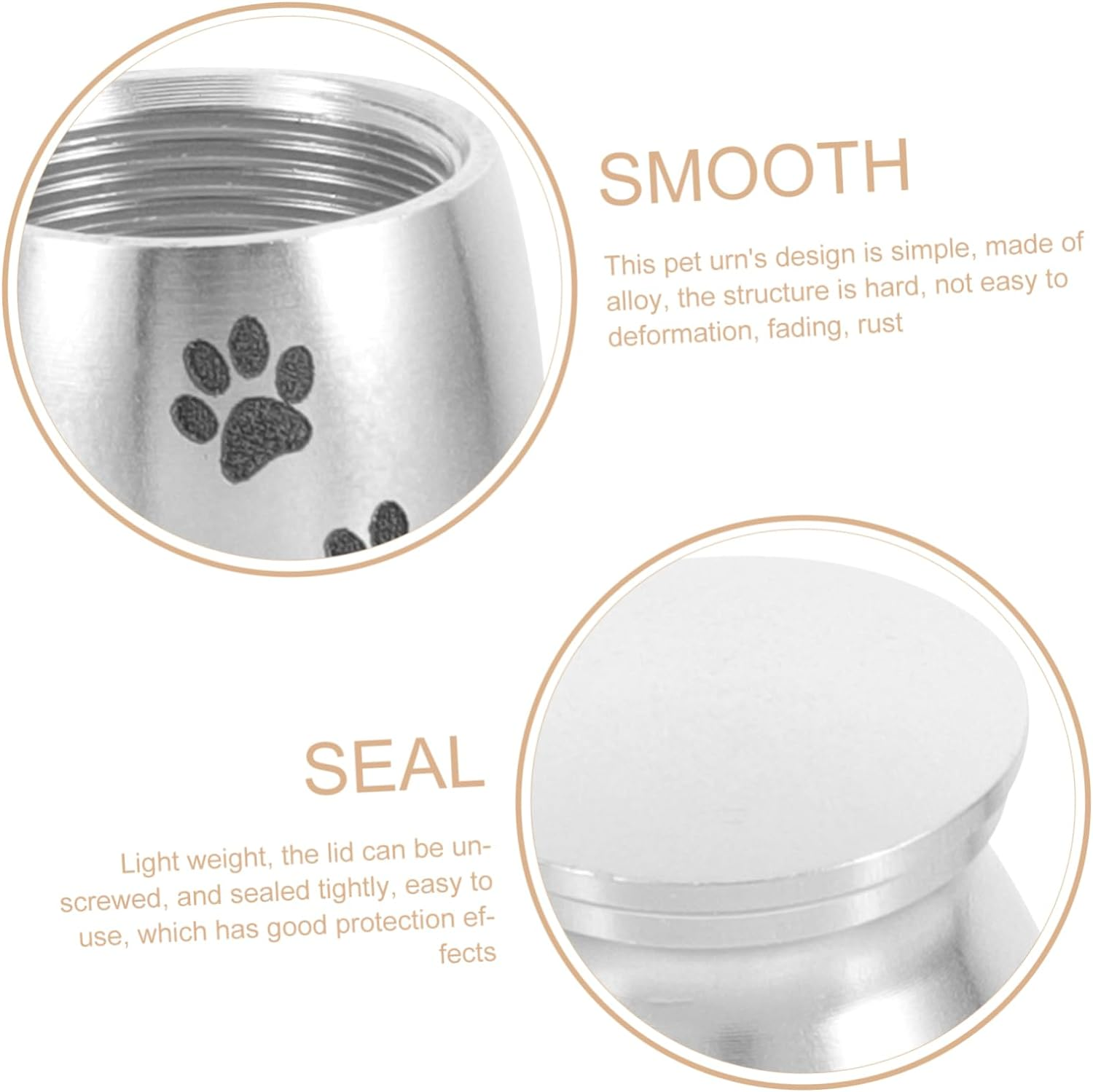WOONEKY Alloy Pet Cremation Urn for Dogs and Cats Keepsake Urn with Memorial Ashes Jar for Pet Ashes to Pet Urns for Ashes image number 6