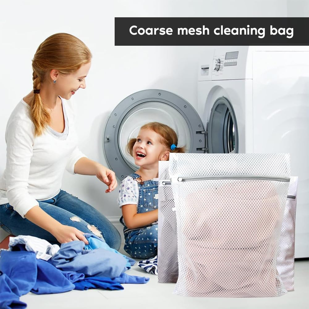 4Pcs Laundry Bags Delicate Honeycomb Mesh Laundry Bag, Net Washing Machine Bag Washer Sack with Zipper Cleaning and Drying Cloths, Garment,Travel Storage and Organiza,2Pcs 23.6*23.6In+2Pcs 11.8*15.7In