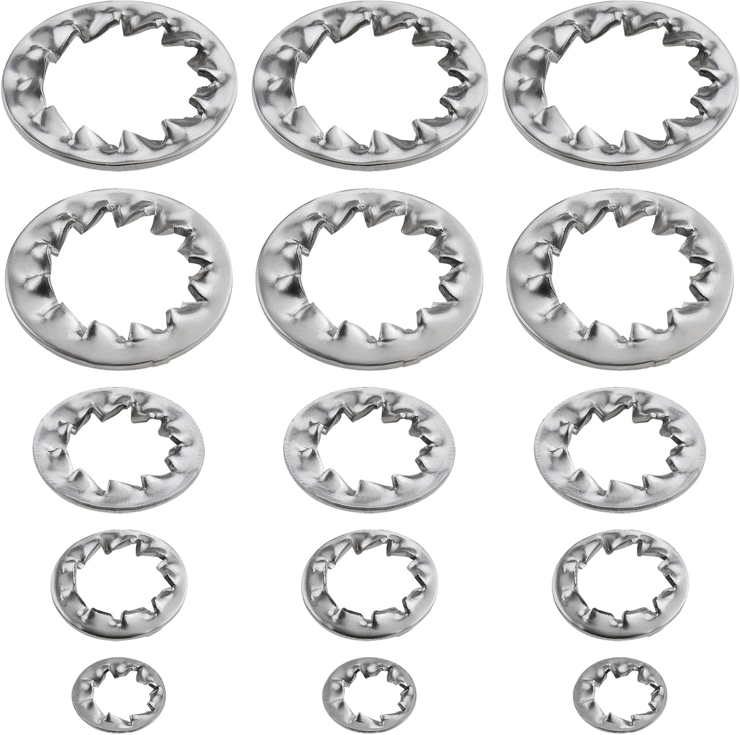 VGOL 150Pcs Internal Toothed Shakeproof Lock Washers 304 Stainless Steel Bolt Base DIN6798J for Furniture Repair Outdoor Construction Electrical Maintenance (M4/M6/M8/M10/M12) image number 5