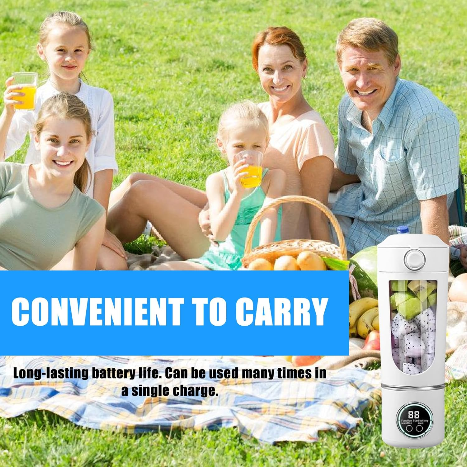 Small Portable Mixer, 700 Ml Maker to Go Mini Stand Mixer, Portable Blender with 12 Blades Stainless Steel and Digital Display, USB Rechargeable Small Juicer for Smoothies Shakes - for Travel, Office image number 3