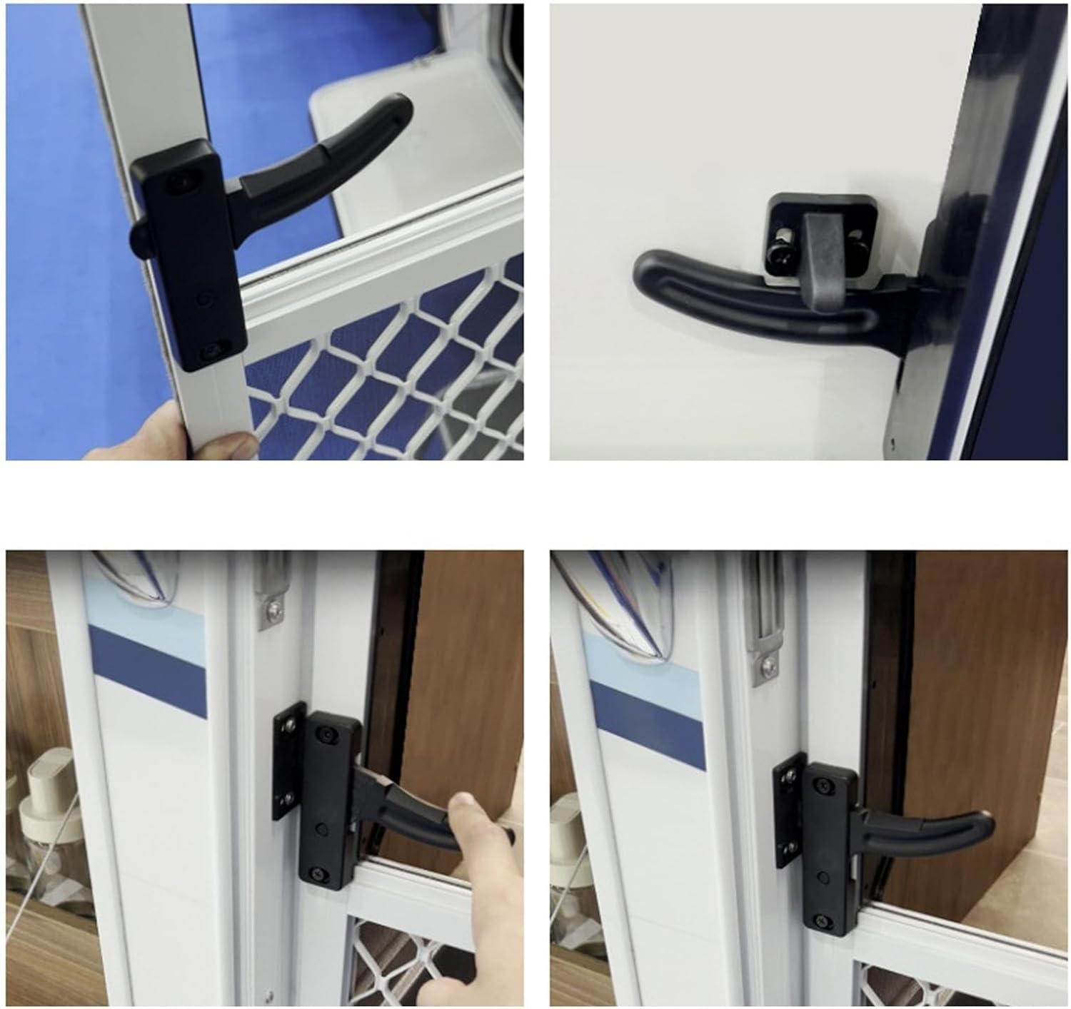 RV Screen Door Latch Kit, RV Screen Door Cross Bar Handle and Door Latch, 21.65In-29.33In Adjustable Grip Handle, Universal RV Screen Door Crossbar for RV, Travel Trailer (Left image number 5