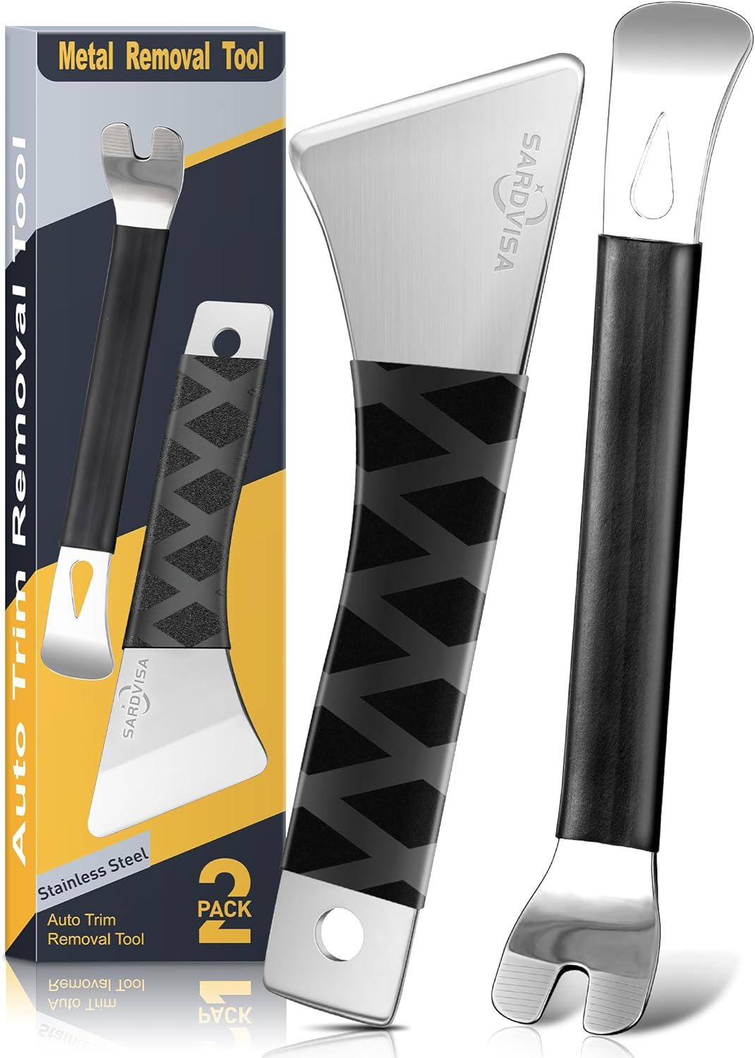 SARDVISA Auto Trim Removal Tool, Pro Heavy Weight Stainless Steel Metal Pry Board, Car Interior Easy Removal Pry Tool for Door Panel, Window, Fastener, Audio Dashboard, Clips, Baseboard image number 4