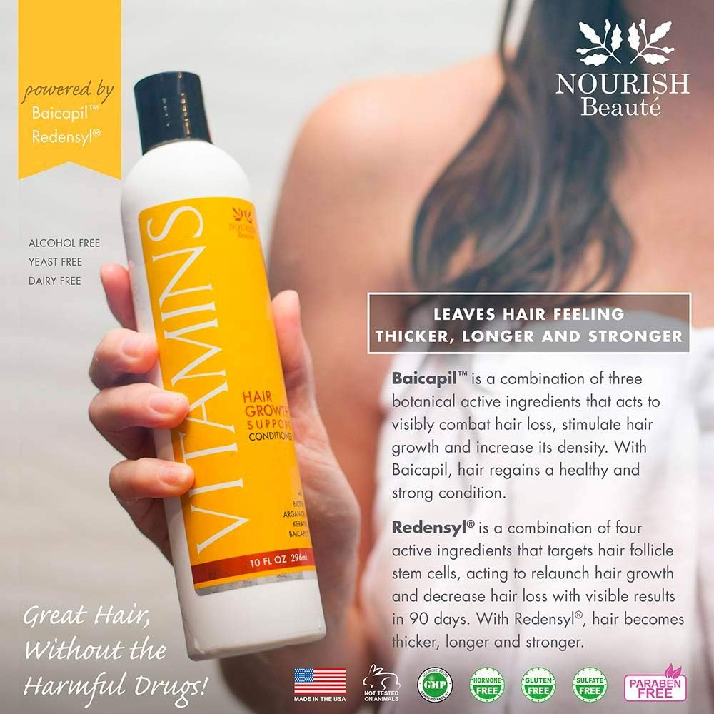 Nourish Beaute Vitamins Shampoo and Conditioner for Hair Loss That Promotes Hair Regrowth, for Men and Women, 1 10 Ounce