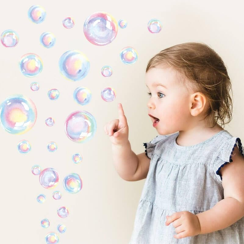 Dayker 2 Sheets Bubble Wall Decals, Colorful Bubbles Wall Stickers, Removable PVC Cutouts Ocean Decor, Underwater World Decoration for Room Nursery Birthday under the Sea Mermaid Theme Party image number 3