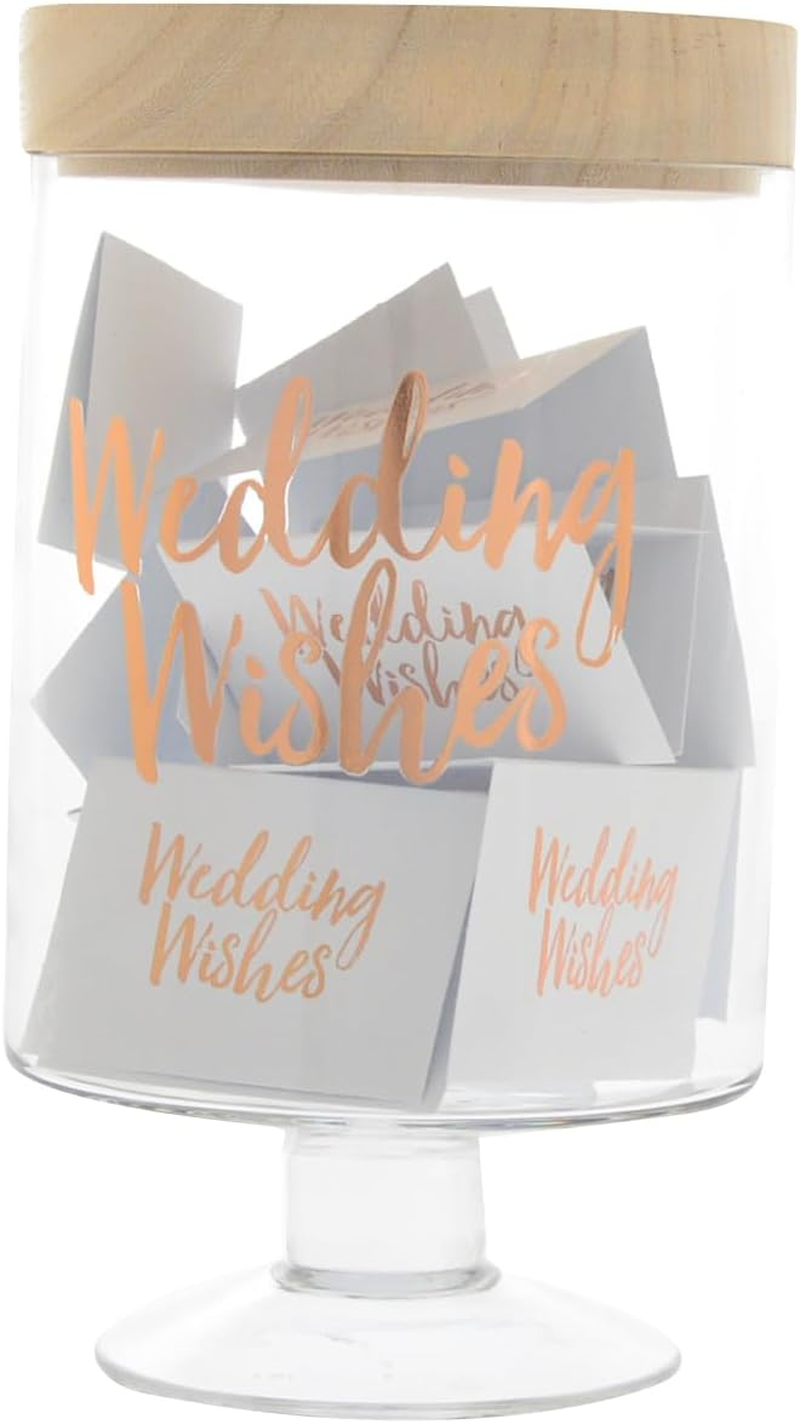 Gibson Gifts Wedding Wishes Glass Jar with Wooden Lid & 250 Cards &ndash; Guestbook Alternative & Unique Keepsake for Weddings image number 4