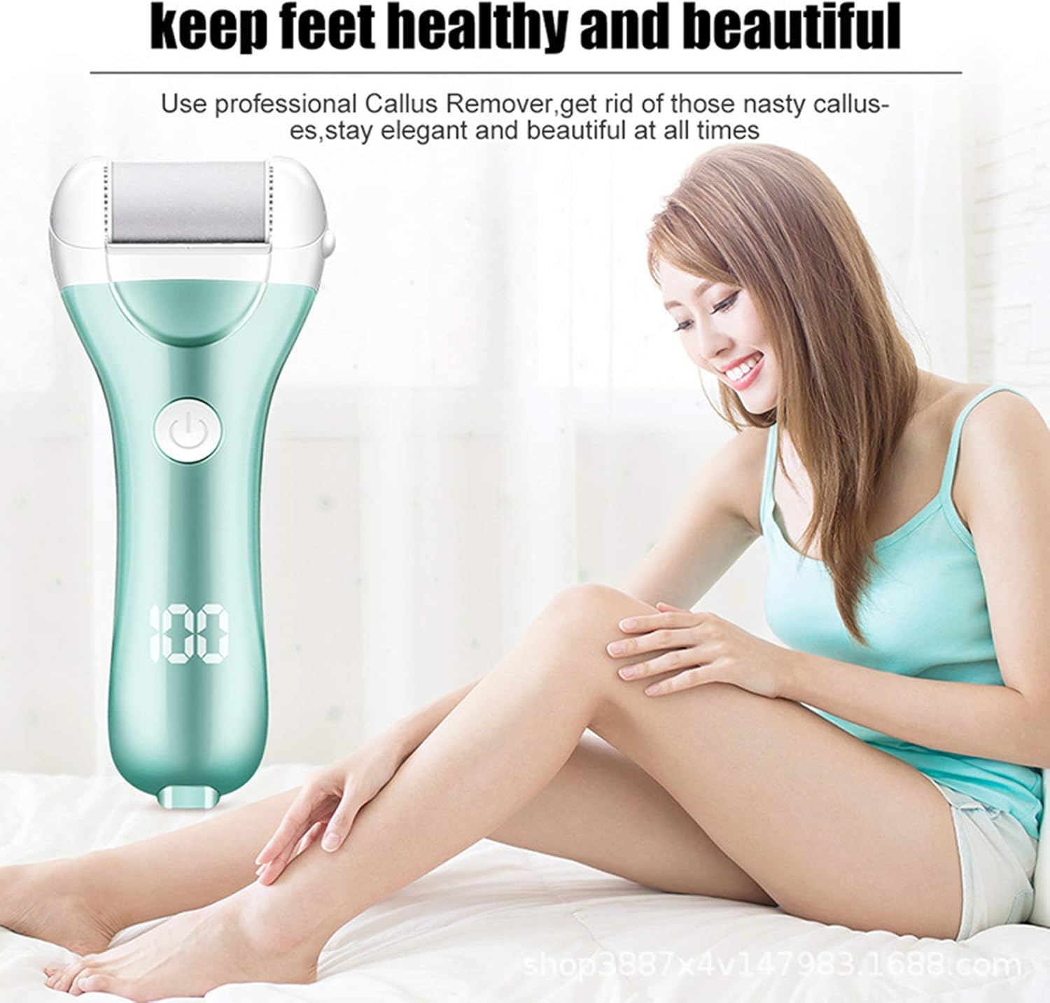 Electric Foot Grinder Callus Remover USB Rechargeable Foot Care Tool with 3 Roller Heads image number 2