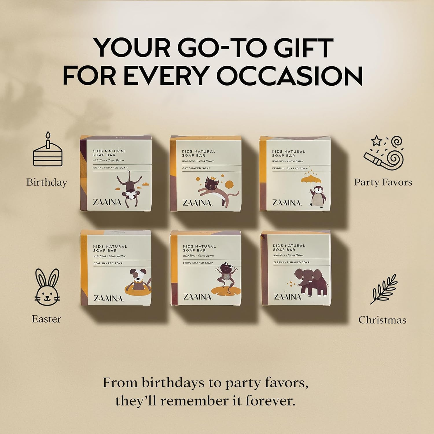 Kids Soap, Unique, Natural, Safe, Cute Animal Shapes, Fun Bath Time for Children, Boys or Girls, for All Skin Types, Handmade in USA, No Chemicals or Artificial Ingredients, 6 Soap Pack (All 6 Styles) image number 4