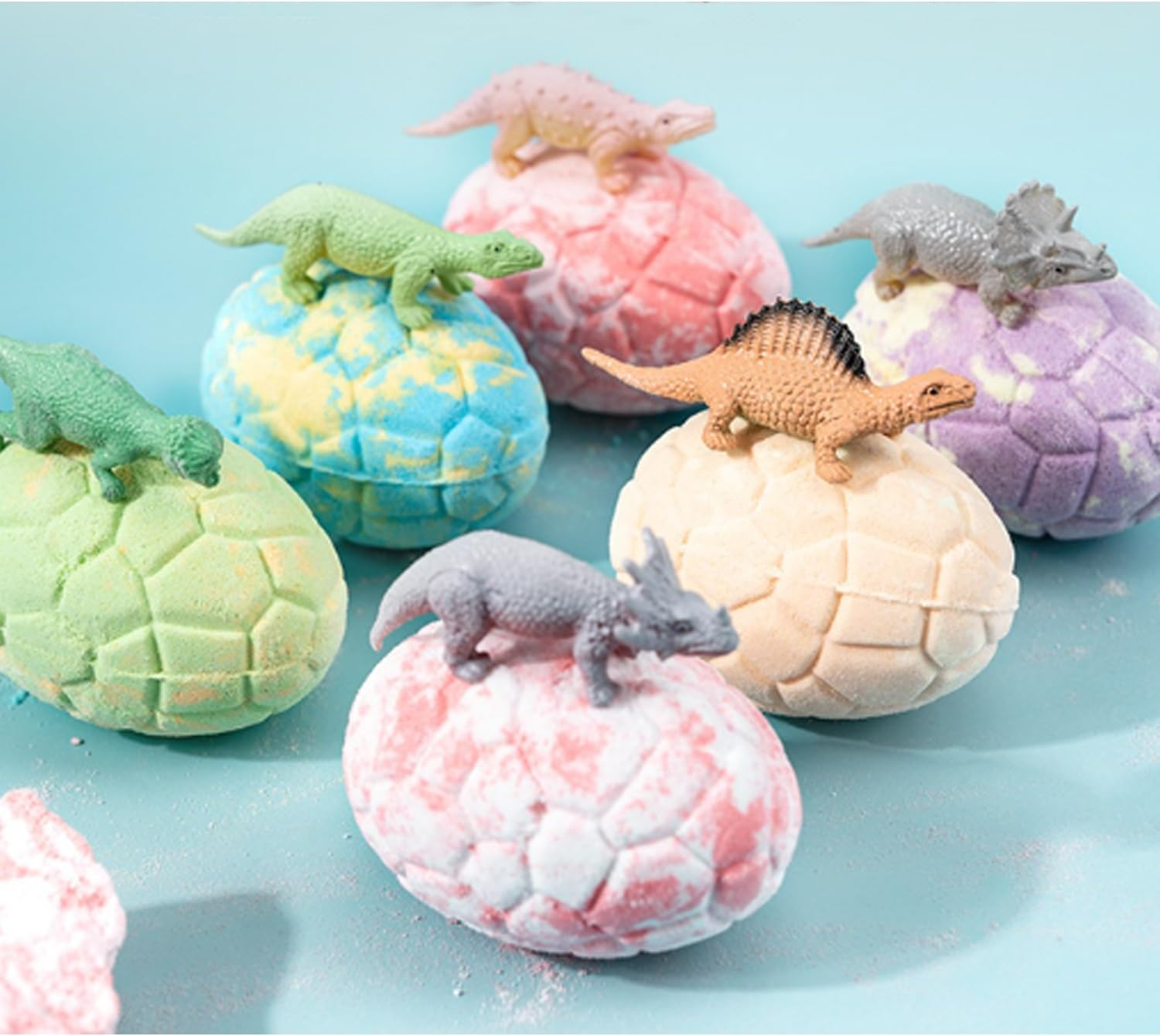 Bath Bombs with Surprise Dinosaur Toys Inside, 6 Pack Organic and Natural Bubble Bath Bombs, Bath Bomb Set for Birthday image number 1
