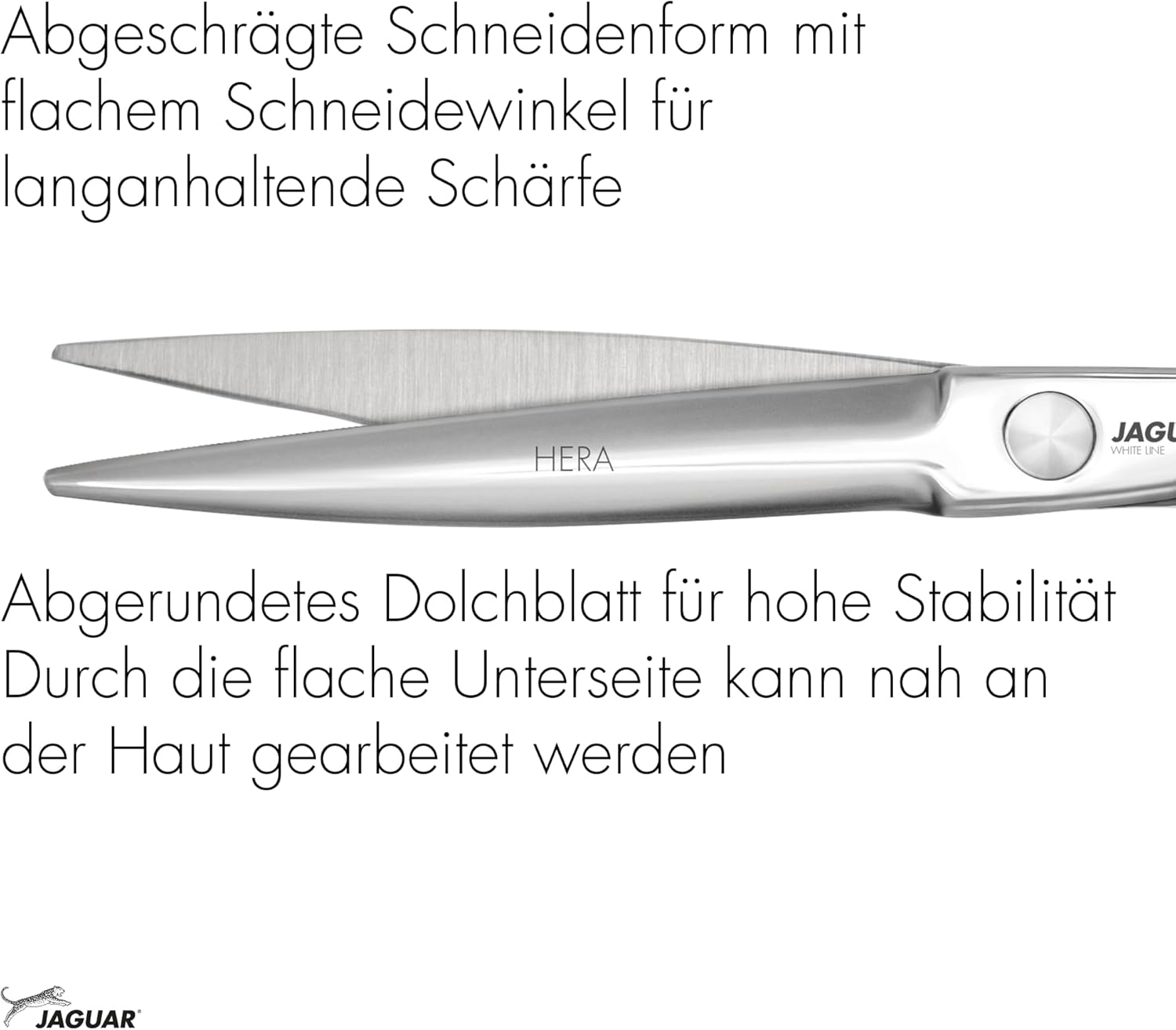 JAGUAR HERA Hair Scissors 6.25 Inches | Hairdressing Scissors in Crane Design with Forged Finger Hook and Rounded Dagger Blade | Polished | Made in Germany