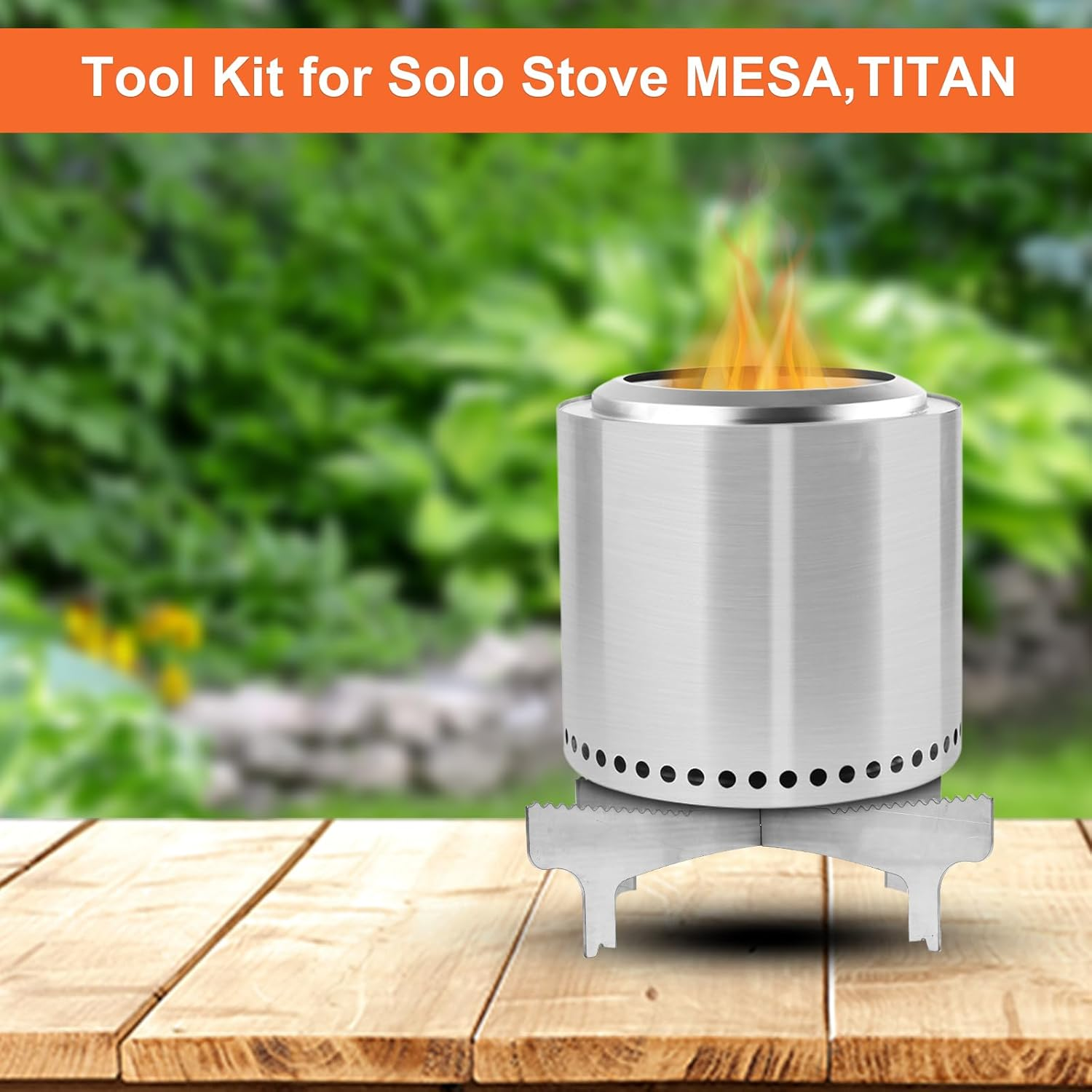 Fire Pit Cooktop Frame, Stainless Steel Firepit Frame Avoid Sliding Tabletop Fire Pit Stand Suitable for Most Pans and Plates Compatible with Solo Stove Mesa XL image number 6