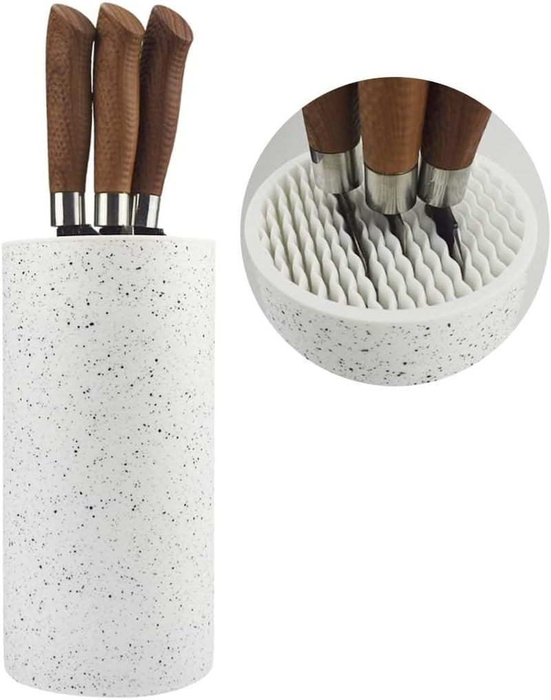 Universal Blade Holder, Multifunctional Knife Rack, PP Resin round Knife Holder, Uniquely Designed Protective Knife Slots, Removable for Easy Cleaning (White Snowflake Dots)