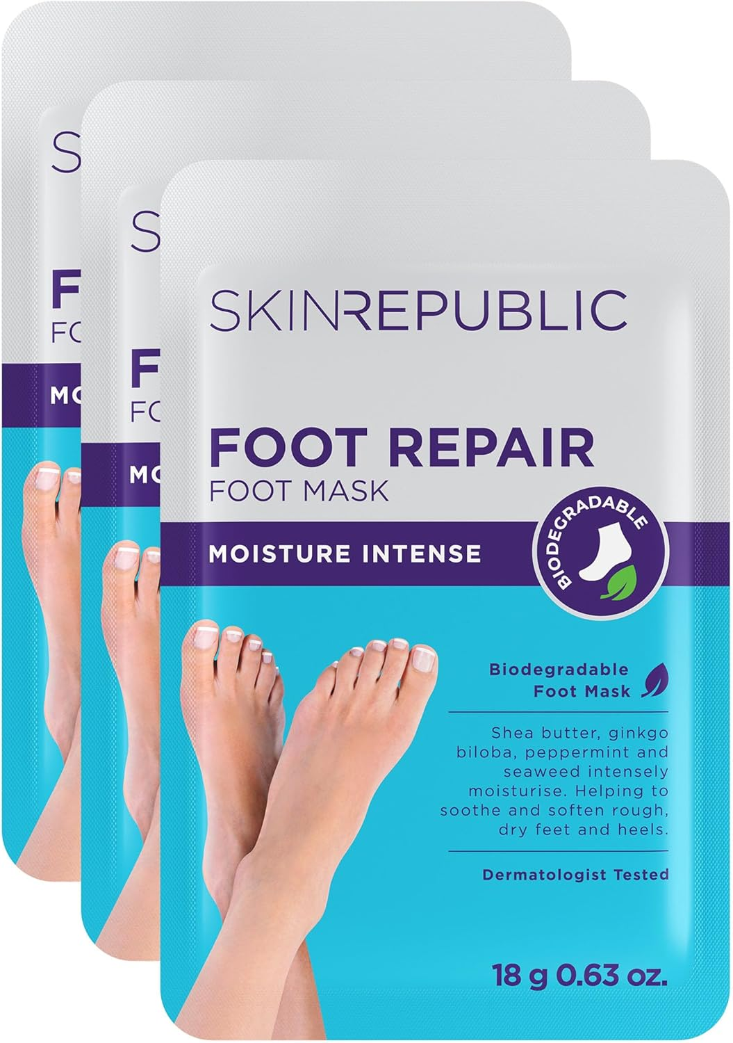 Skin Republic Foot Repair. Silky, Soft Feet after One Use. Made in Korea. 1 Pair. 3 Pack image number 3