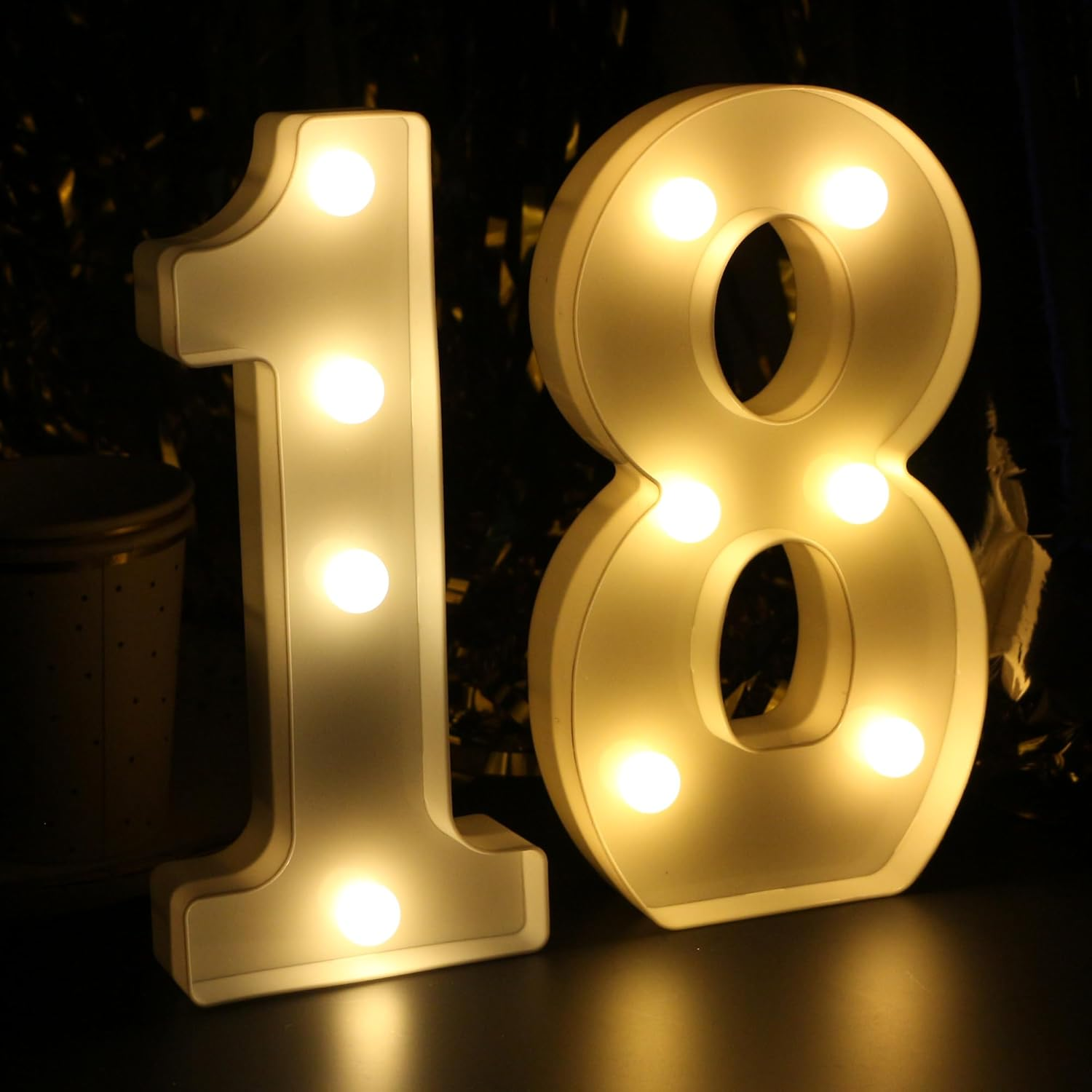 18Th Birthday Decorations for Her&Him, 18Th Birthday Centerpieces Table Decorations for Girls&Boys,Light up Numbers 18 Sign for Party Backdrop Wall Decor image number 1