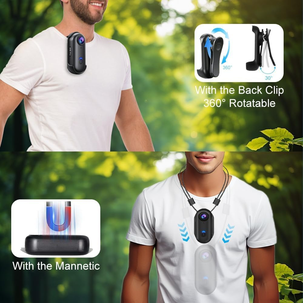 B-Qtech 4K Action Camera, 360&deg; Mini POV Portable Magnetic Body Camera, Underwater Camcorder 30M Waterproof Wifi Wearable Video Recorder 120&deg; Wide Angle for Work Travel Pet Walk Vlog image number 4