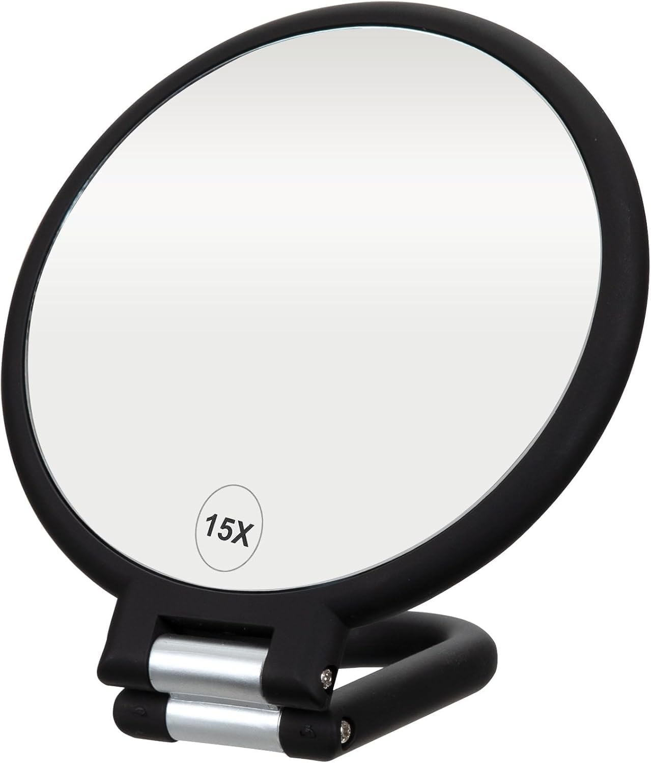 15X Magnifying Mirror, Travel Hand Mirrors with Handle, Double Side Handheld Mirror with 1X 15X Magnification & Adjustable Handle/Stand, Hand Held Foldable Travel Mirror for Makeup image number 3